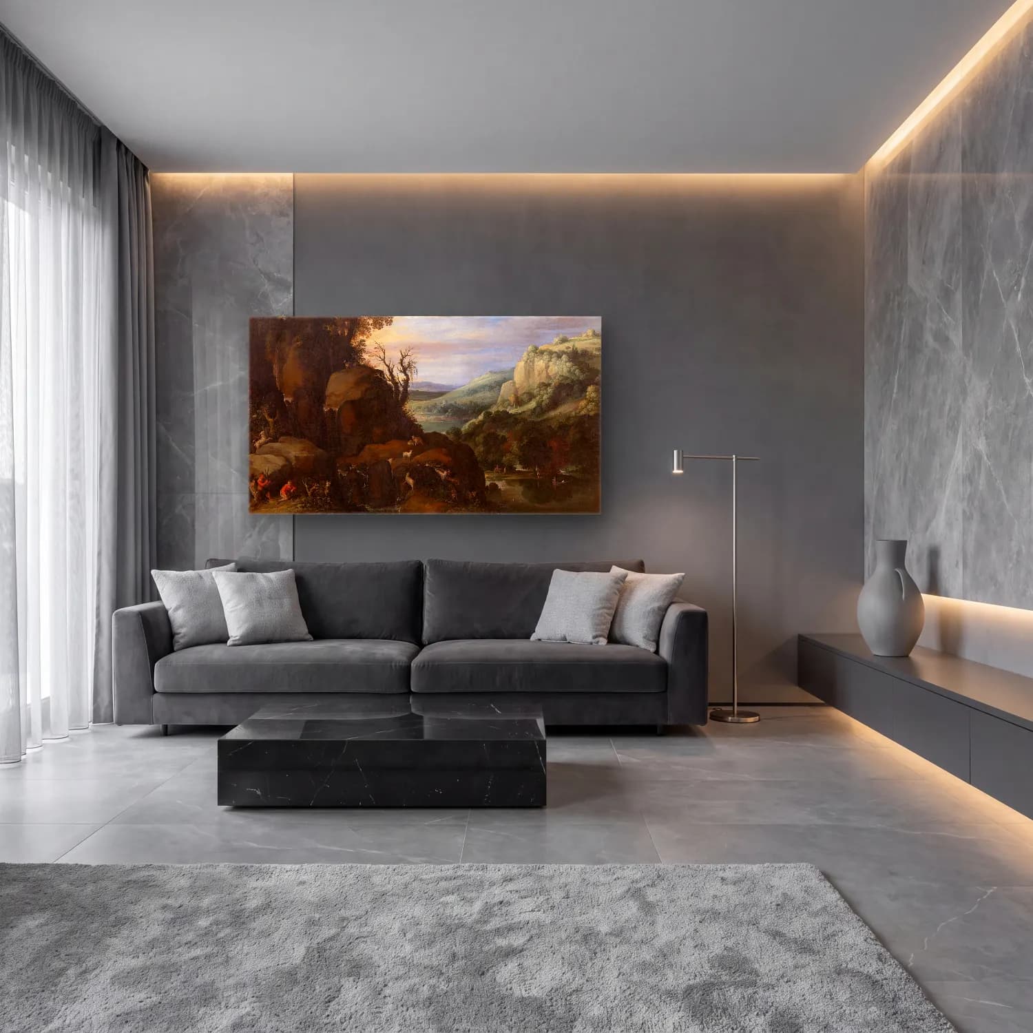 Paul Bril – Landscape cam tablo — lüks salon duvarında