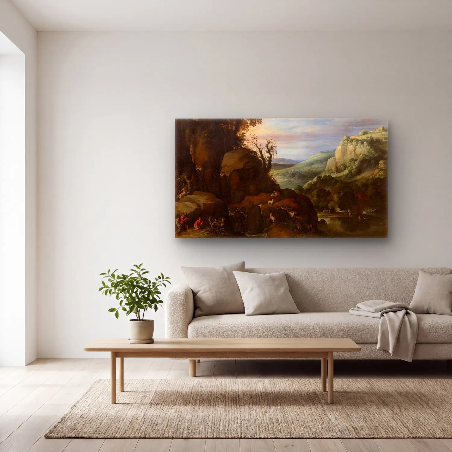Paul Bril – Landscape cam tablo — açık renk salonda