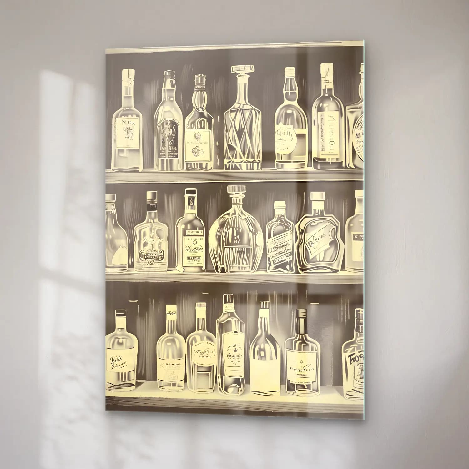 Vintage Kokteyl No. 7 cam tablo — sağ açıdan görünüm