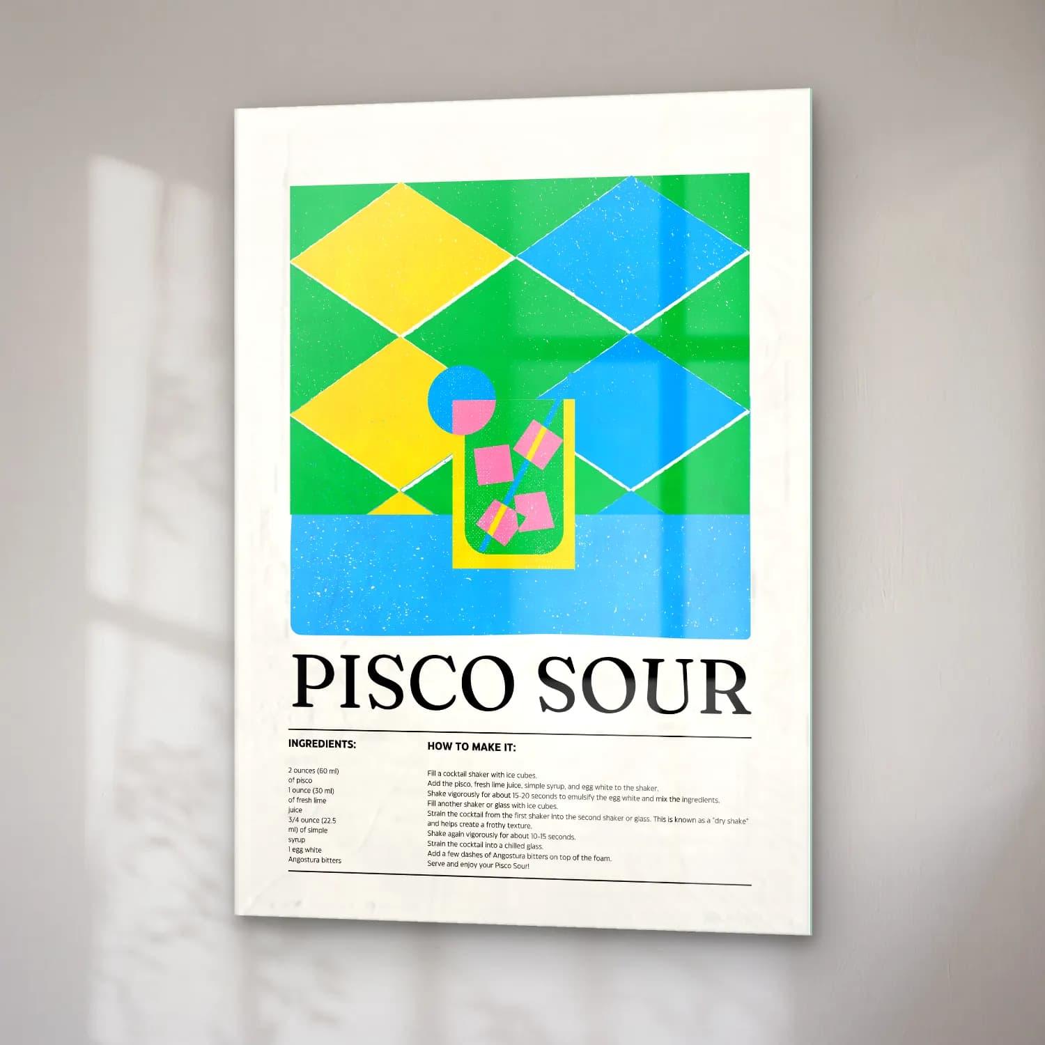 Retro Makarna – Turkuaz Tonlar cam tablo — sağ açıdan görünüm
