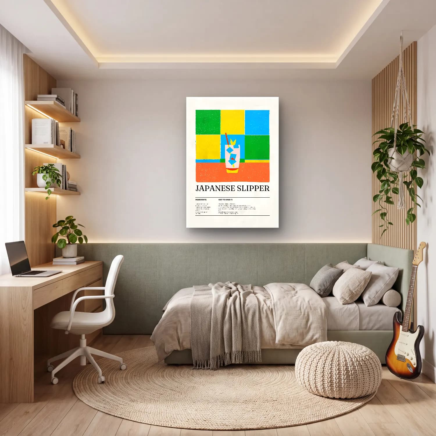 Pop Art Kokteyl – Sarı Tonlar cam tablo — genç odasında