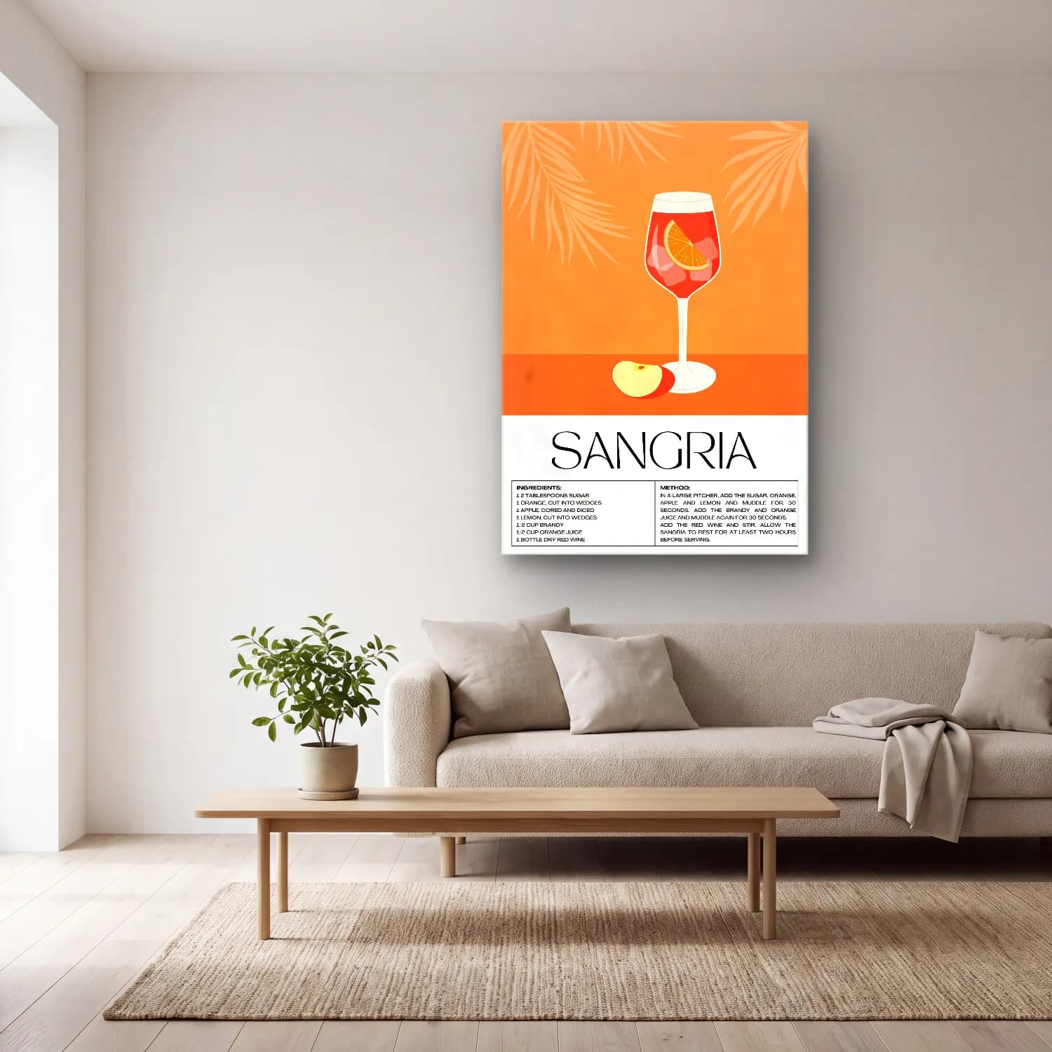 Vintage Poster Kokteyl No. 4 cam tablo — açık renk salonda