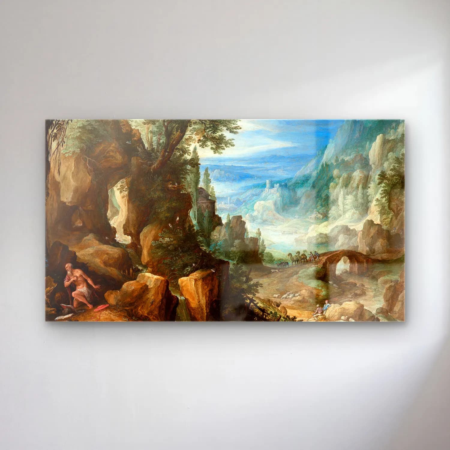 Paul Bril – Mountainous Landscape with Saint Jerome cam tablo — Paul Bril – Mountainous Landscape with Saint Jerome — yağlı boya dağ manzarası