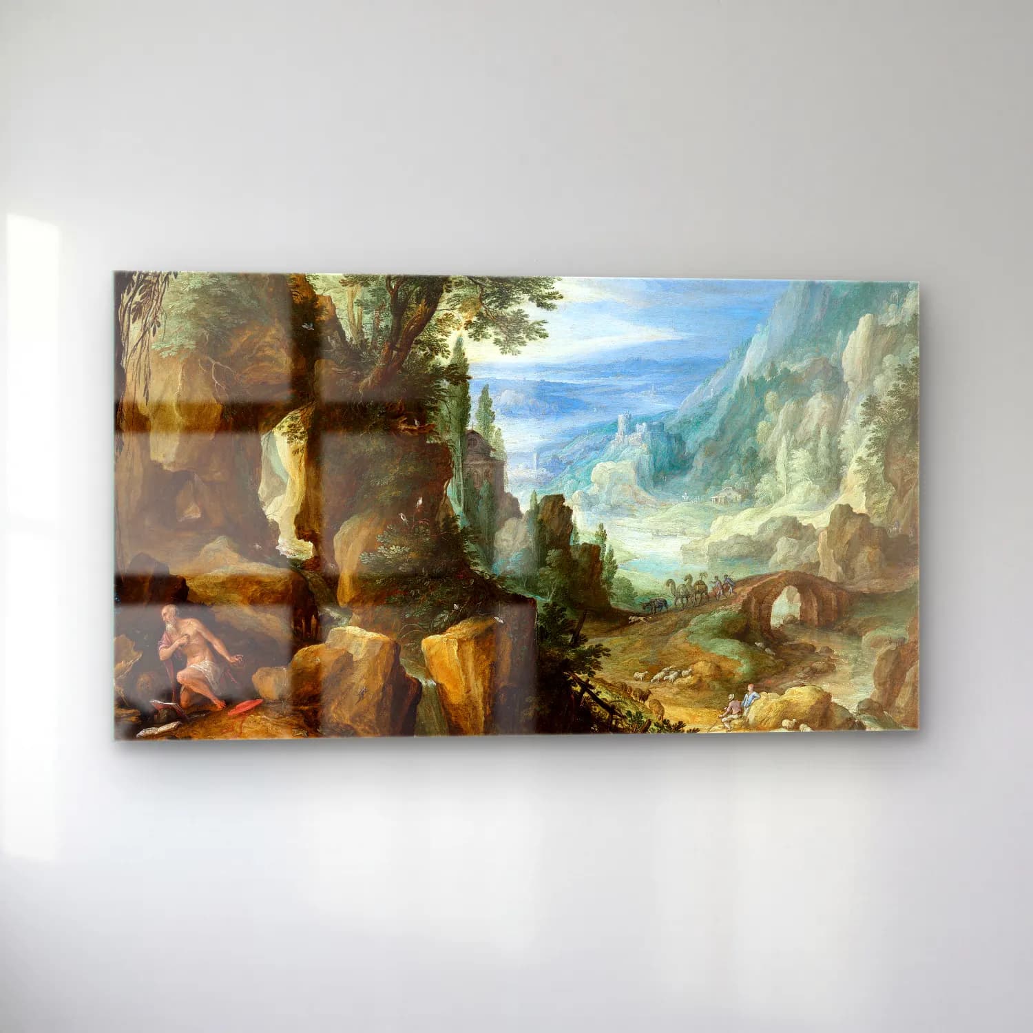 Paul Bril – Mountainous Landscape with Saint Jerome cam tablo — sol açıdan görünüm