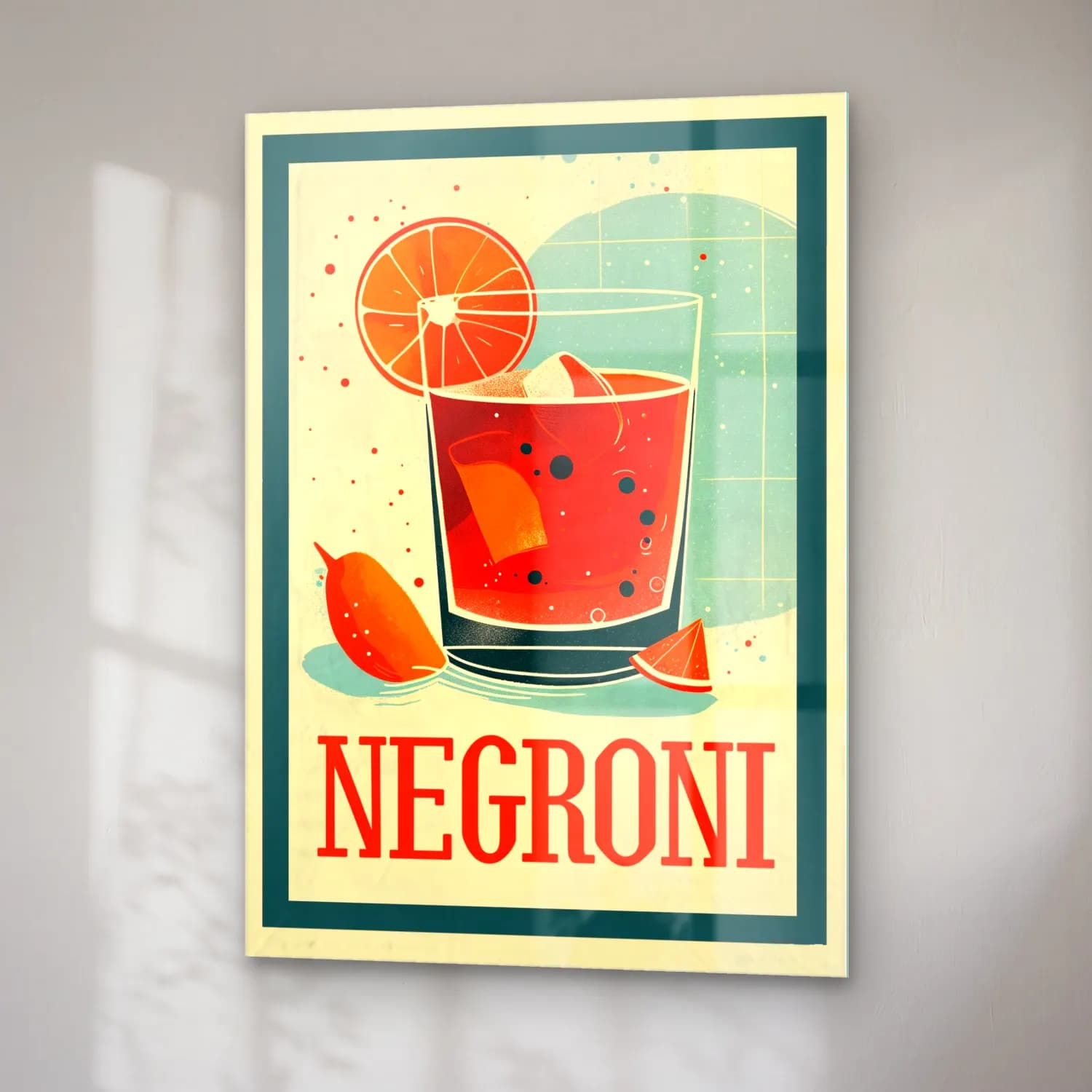 Vintage Poster Kokteyl No. 5 cam tablo — sağ açıdan görünüm
