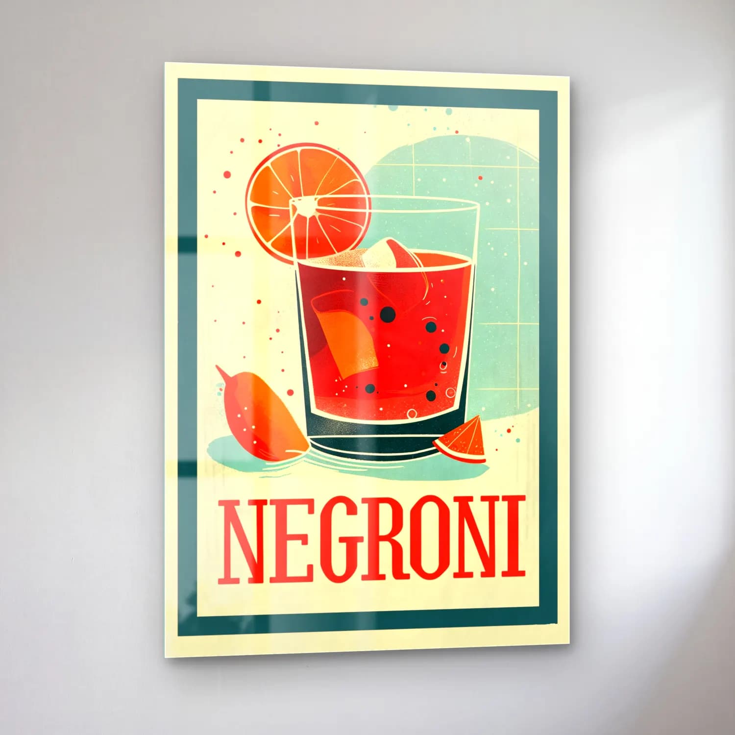 Vintage Poster Kokteyl No. 5 cam tablo — sol açıdan görünüm