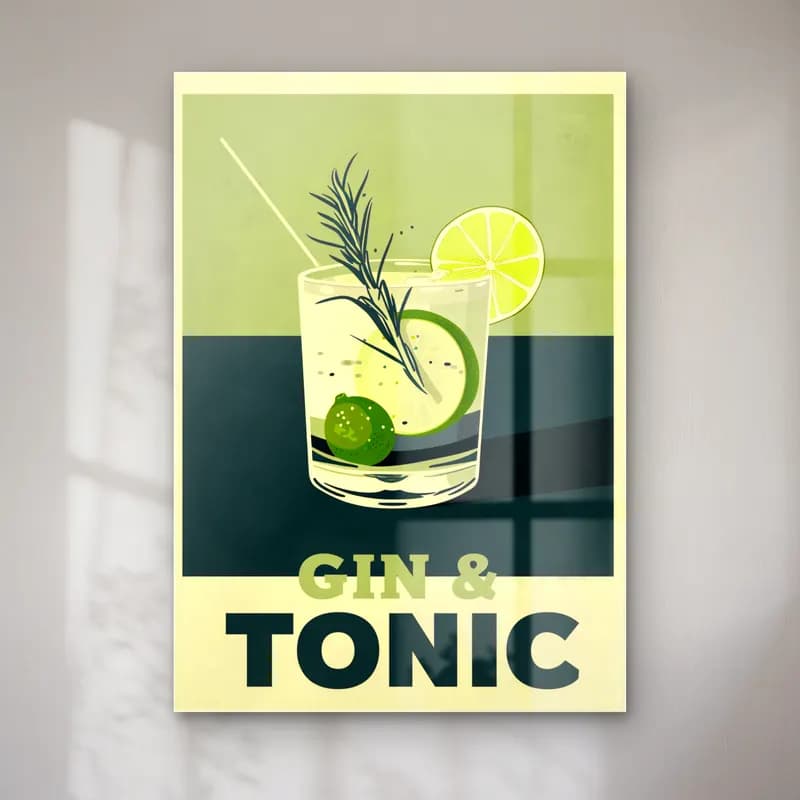 Vintage Poster Kokteyl – Yeşil Tonlar cam tablo — Vintage Poster Kokteyl – Yeşil Tonlar — vintage poster kokteyl