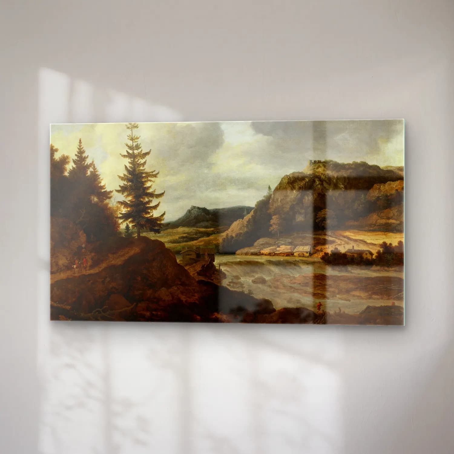 Allaert van Everdingen – A Mountainous River Landscape with Travellers (About 1660) cam tablo — sağ açıdan görünüm