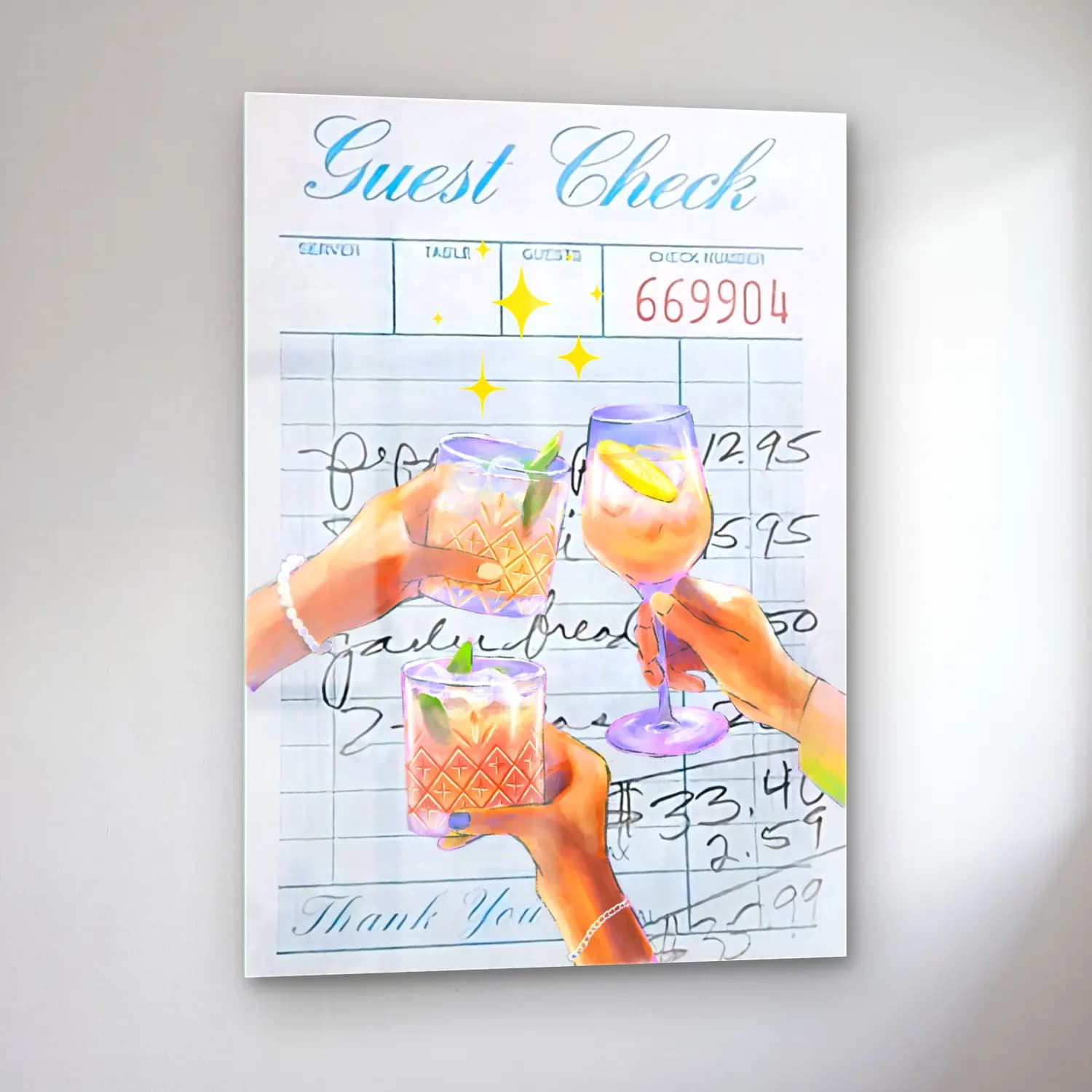 Pastel Kokteyl No. 3 cam tablo — sol açıdan görünüm