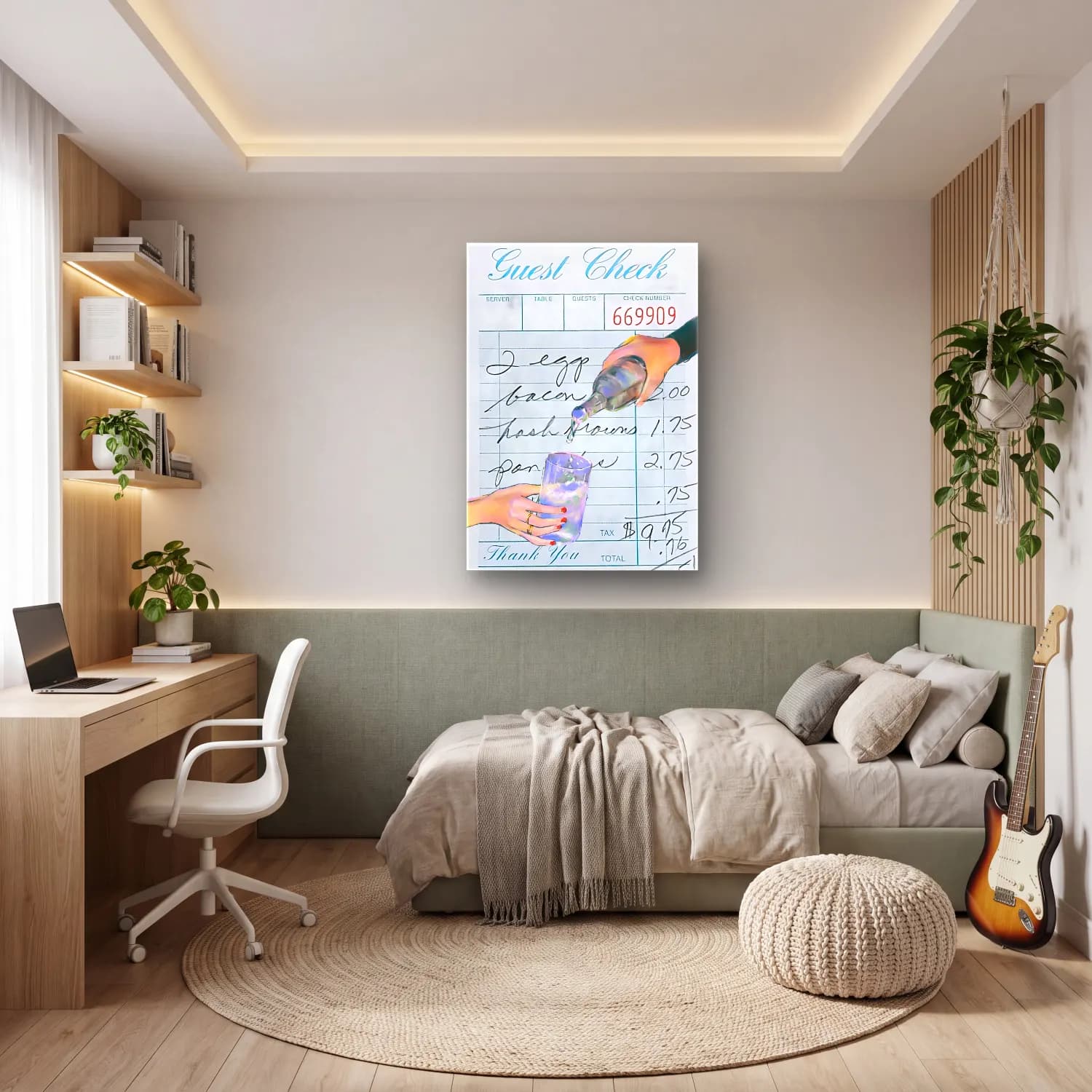Pastel Kadeh Şarap – Pastel Tonlar cam tablo — genç odasında