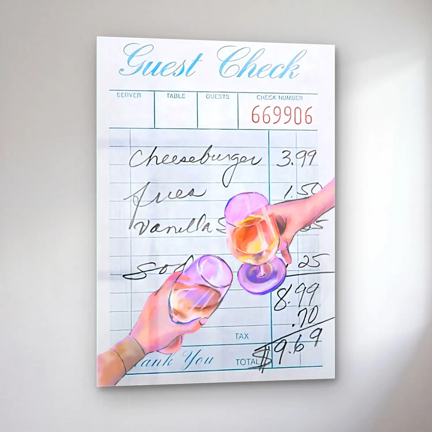 Pastel Kadeh Şarap No. 4 cam tablo — sol açıdan görünüm