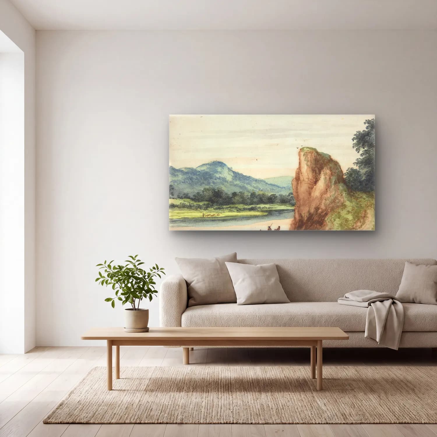 Allaert van Everdingen – Landscape (mid-17th century) cam tablo — açık renk salonda