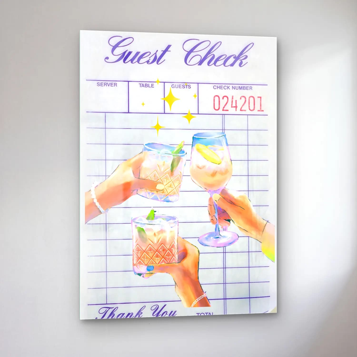 Pastel Kokteyl No. 4 cam tablo — sol açıdan görünüm