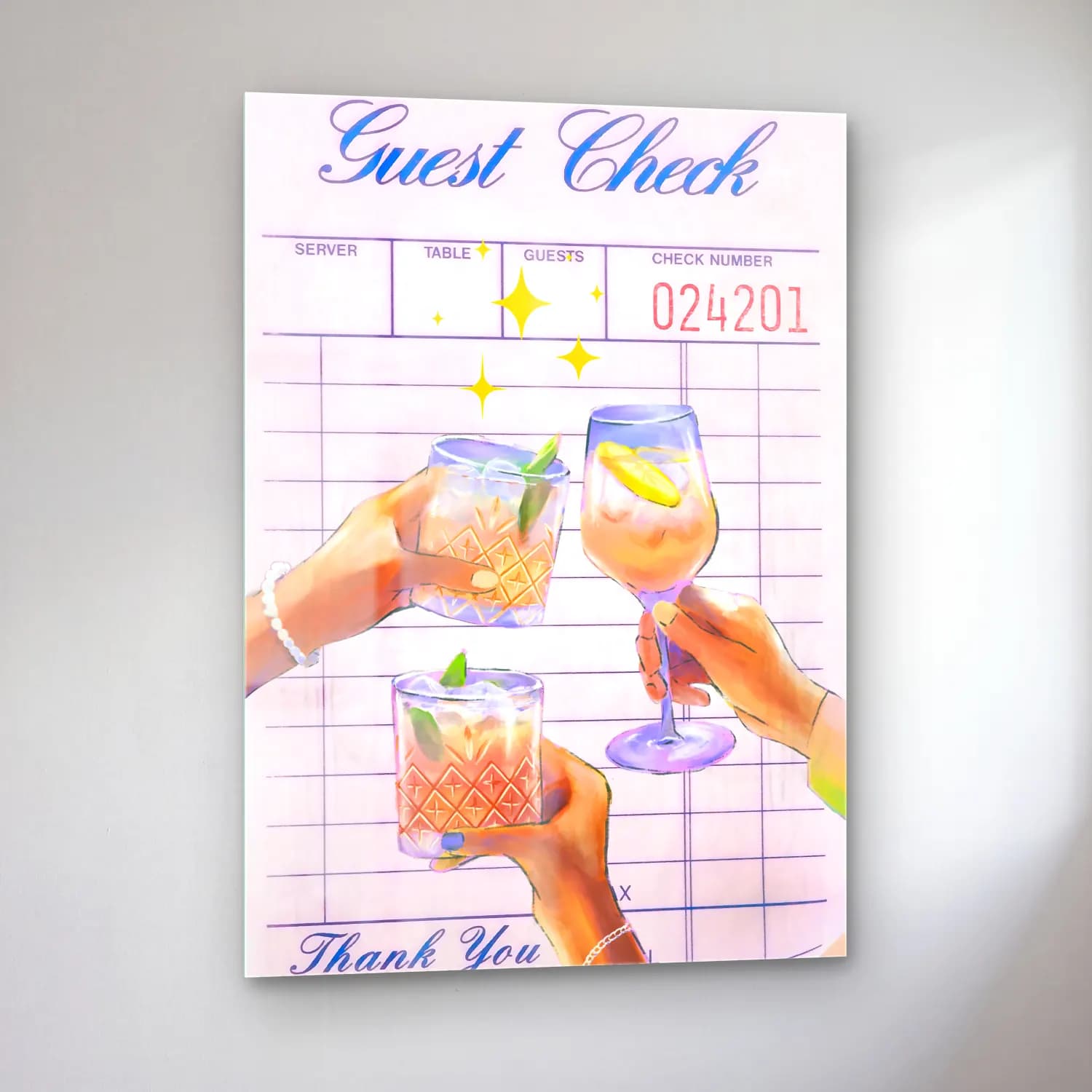 Pastel Kokteyl No. 6 cam tablo — sol açıdan görünüm