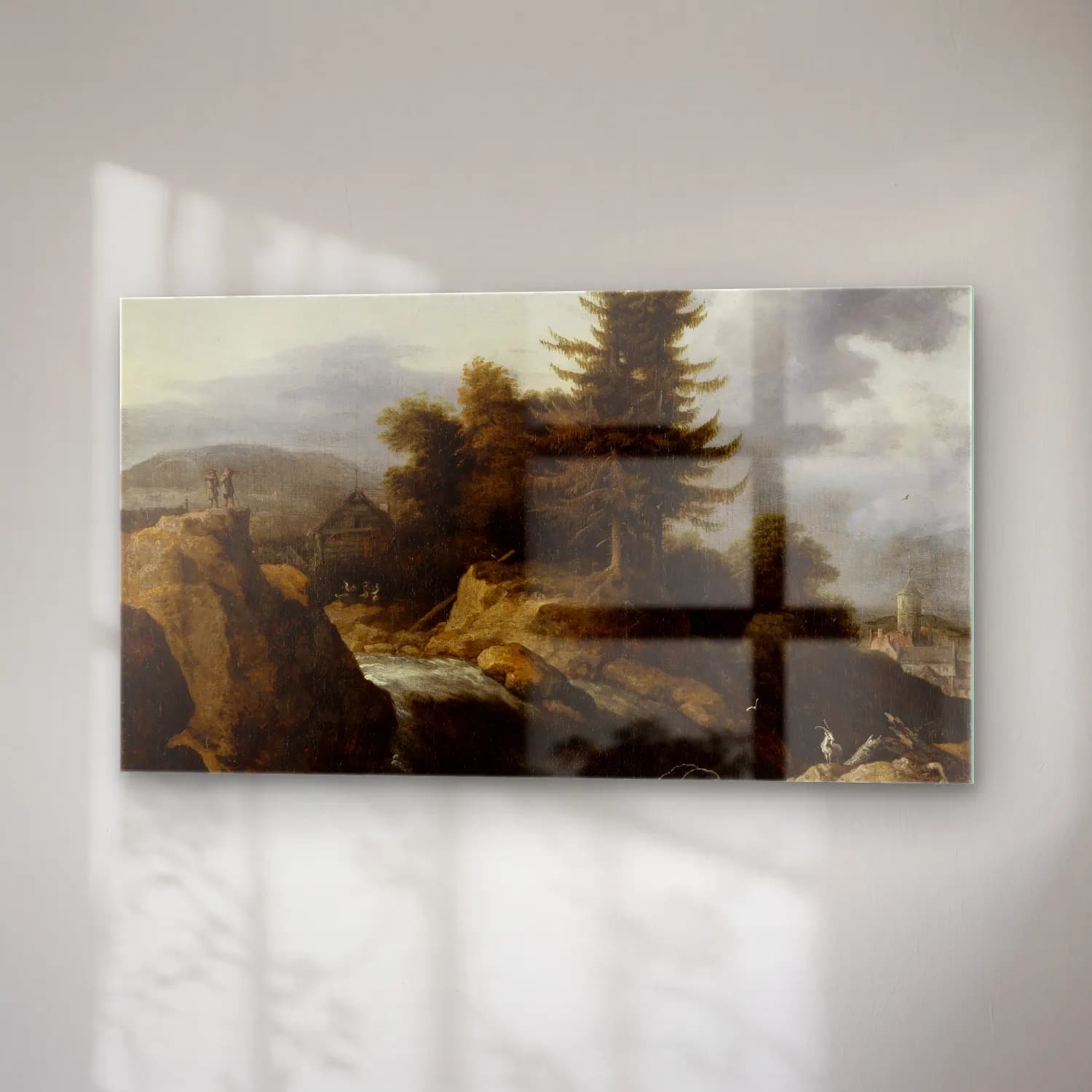 Allaert van Everdingen – Landscape with Waterfall (ca 1650-1660) cam tablo — sağ açıdan görünüm