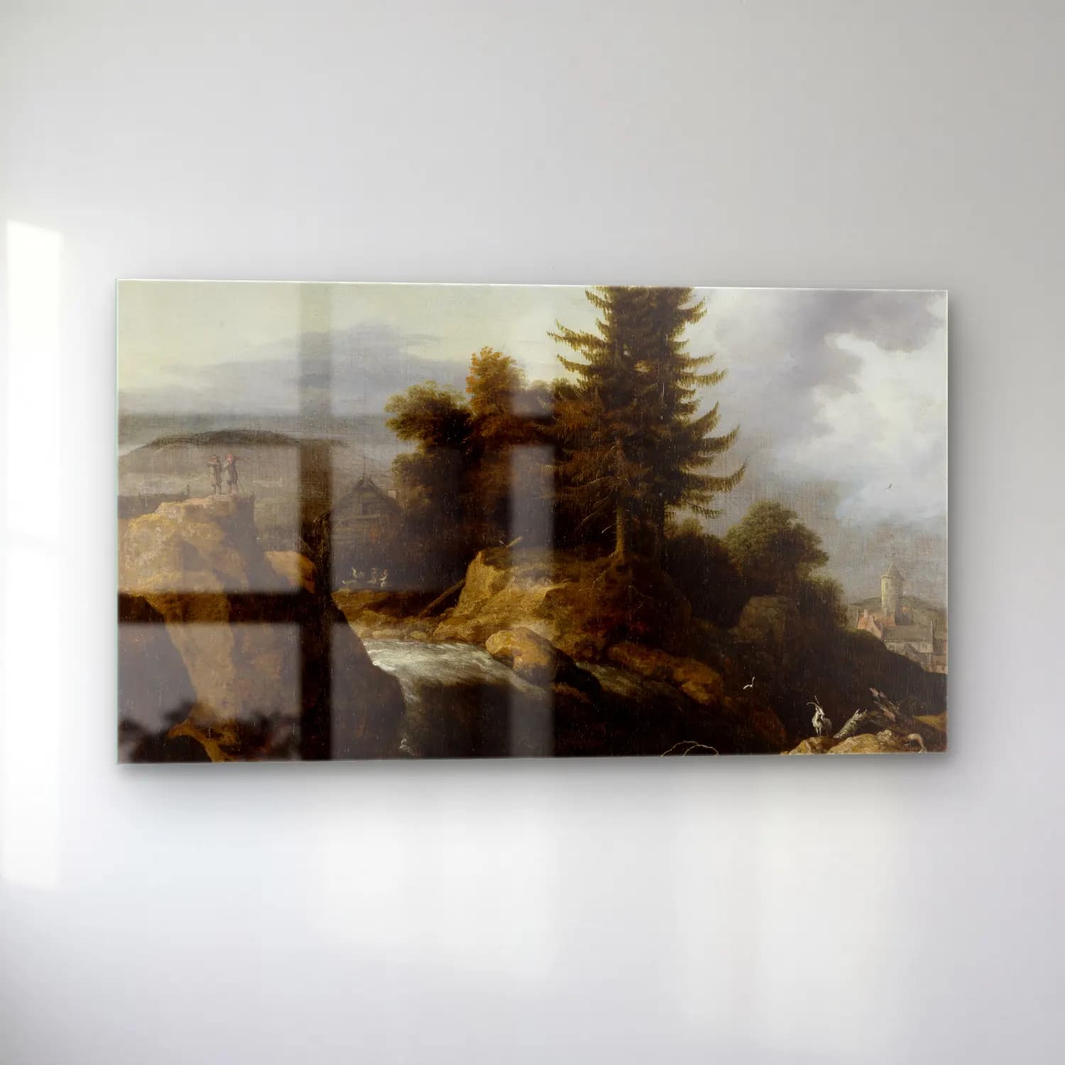 Allaert van Everdingen – Landscape with Waterfall (ca 1650-1660) cam tablo — sol açıdan görünüm