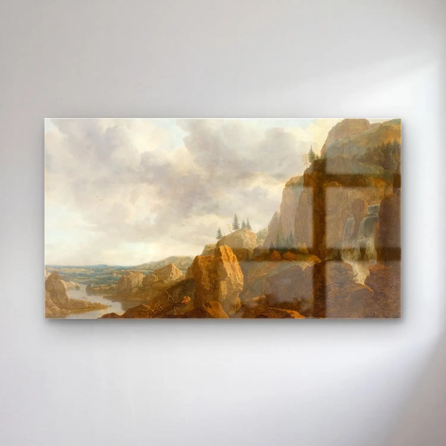 Allaert van Everdingen – Northern Mountain Landscape with Waterfall cam tablo — Allaert van Everdingen – Northern Mountain Landscape with Waterfall — yağlı boya dağ manzarası