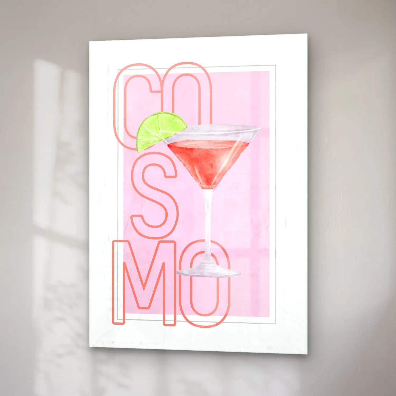 Pastel Kokteyl No. 8 cam tablo — sağ açıdan görünüm
