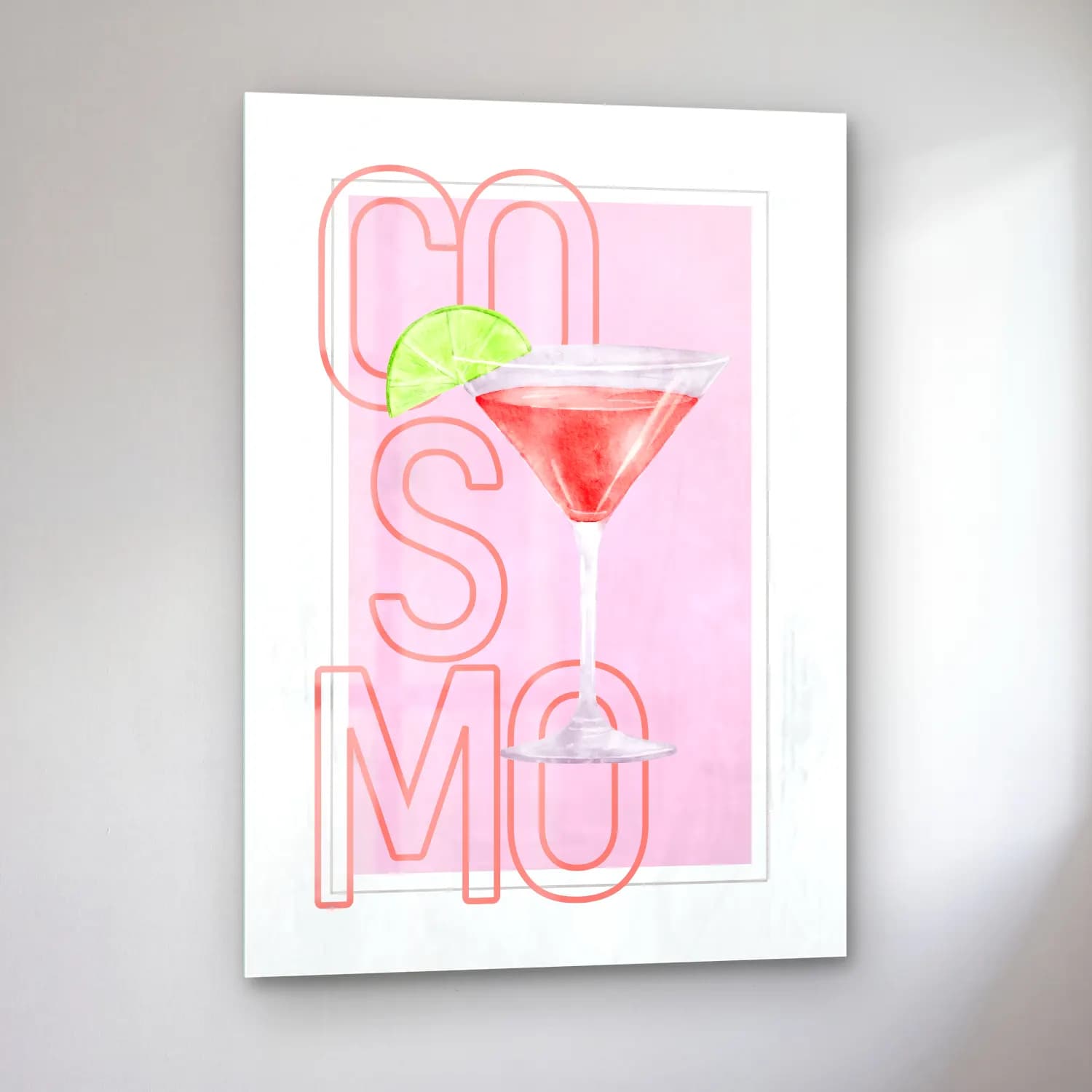 Pastel Kokteyl No. 8 cam tablo — sol açıdan görünüm