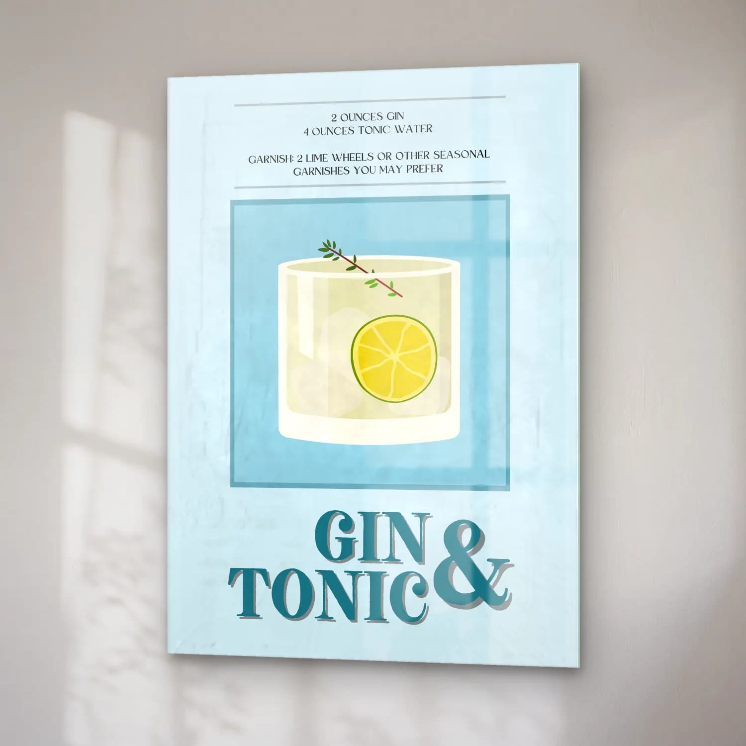Vintage Poster Kokteyl – Pastel Tonlar cam tablo — sağ açıdan görünüm