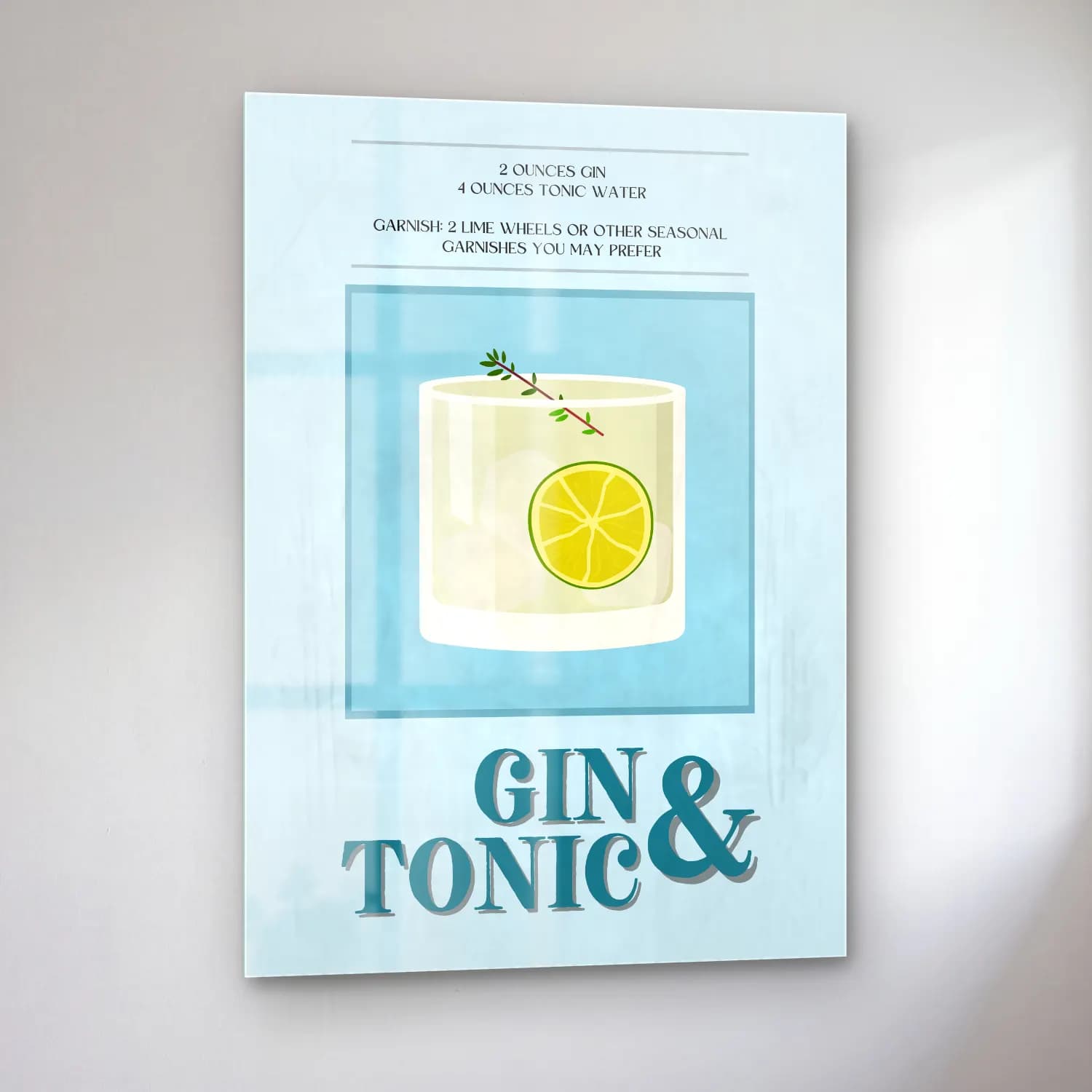 Vintage Poster Kokteyl – Pastel Tonlar cam tablo — sol açıdan görünüm