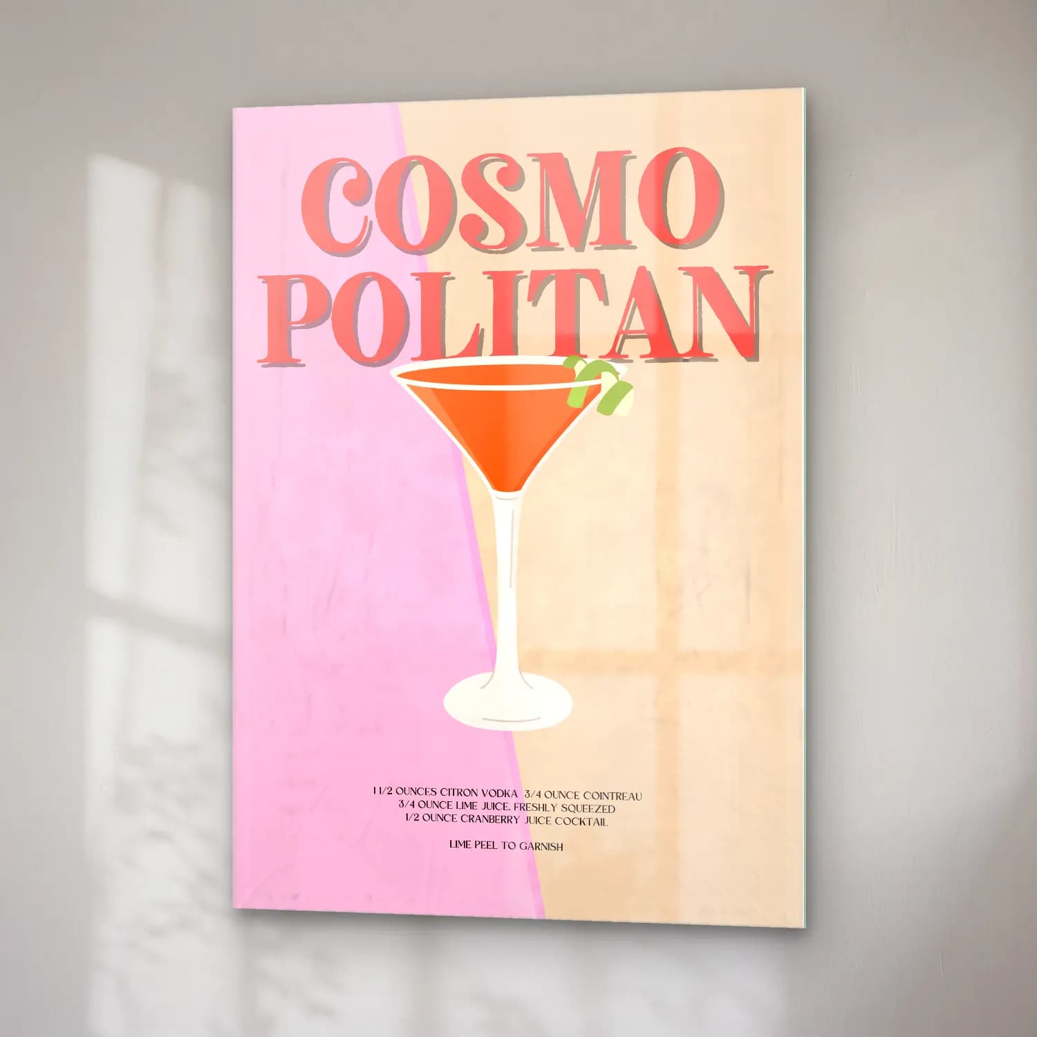 Vintage Poster Kokteyl No. 14 cam tablo — sağ açıdan görünüm