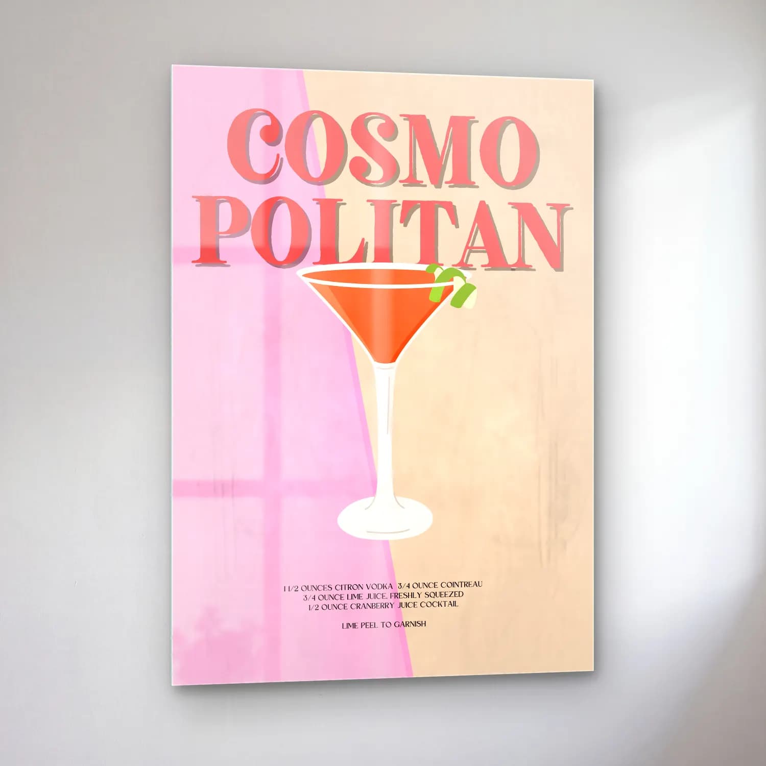 Vintage Poster Kokteyl No. 14 cam tablo — sol açıdan görünüm