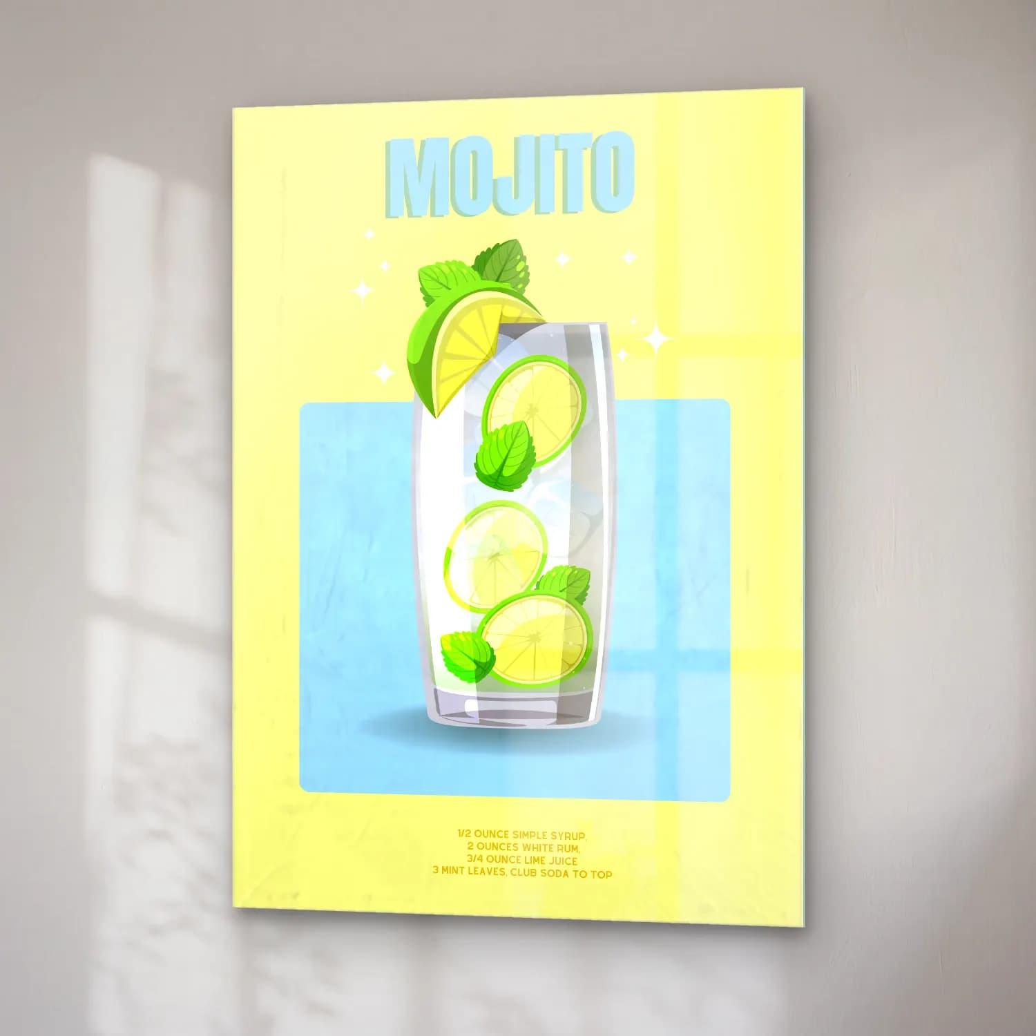 Sevimli İllüstrasyon Kokteyl No. 6 cam tablo — sağ açıdan görünüm