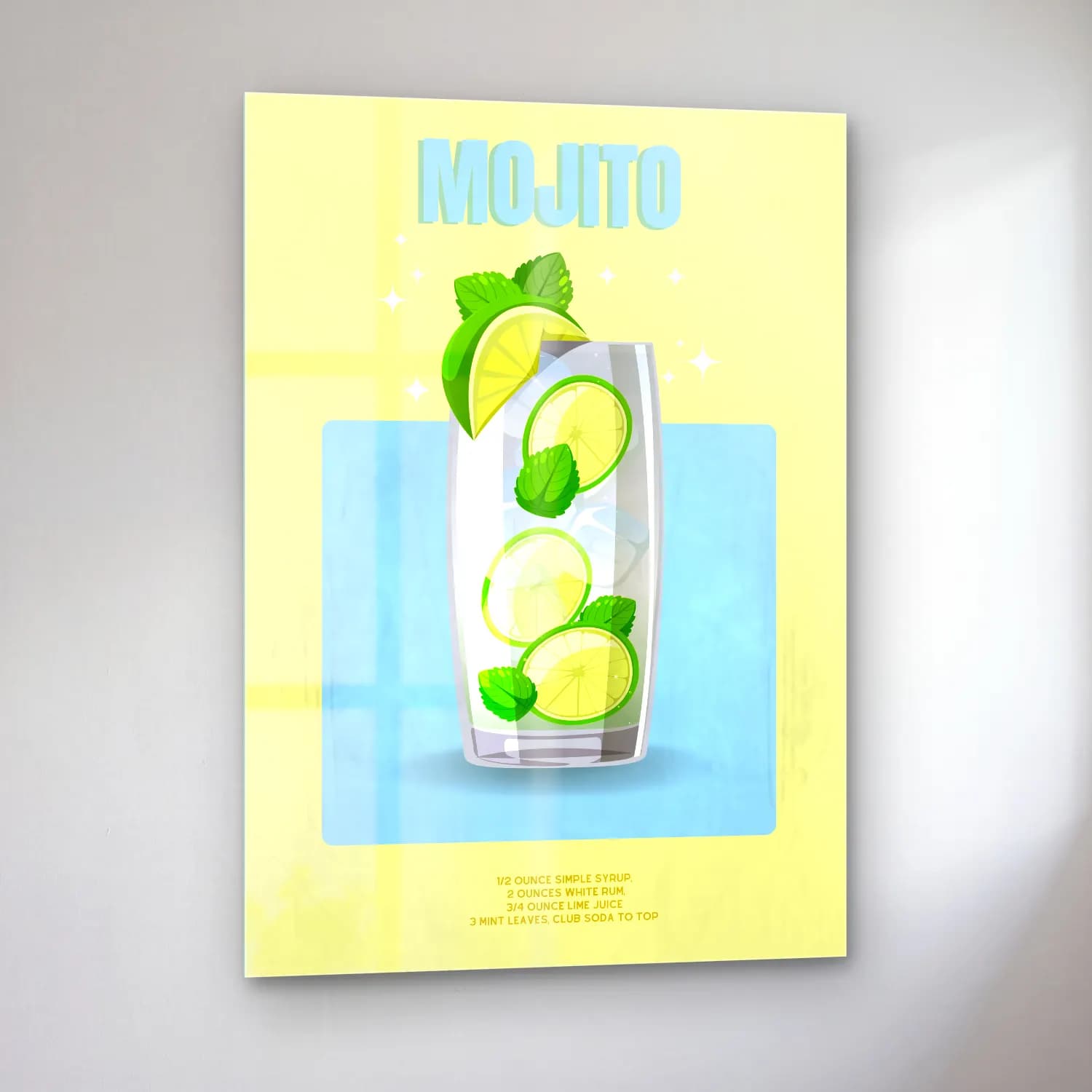 Sevimli İllüstrasyon Kokteyl No. 6 cam tablo — sol açıdan görünüm