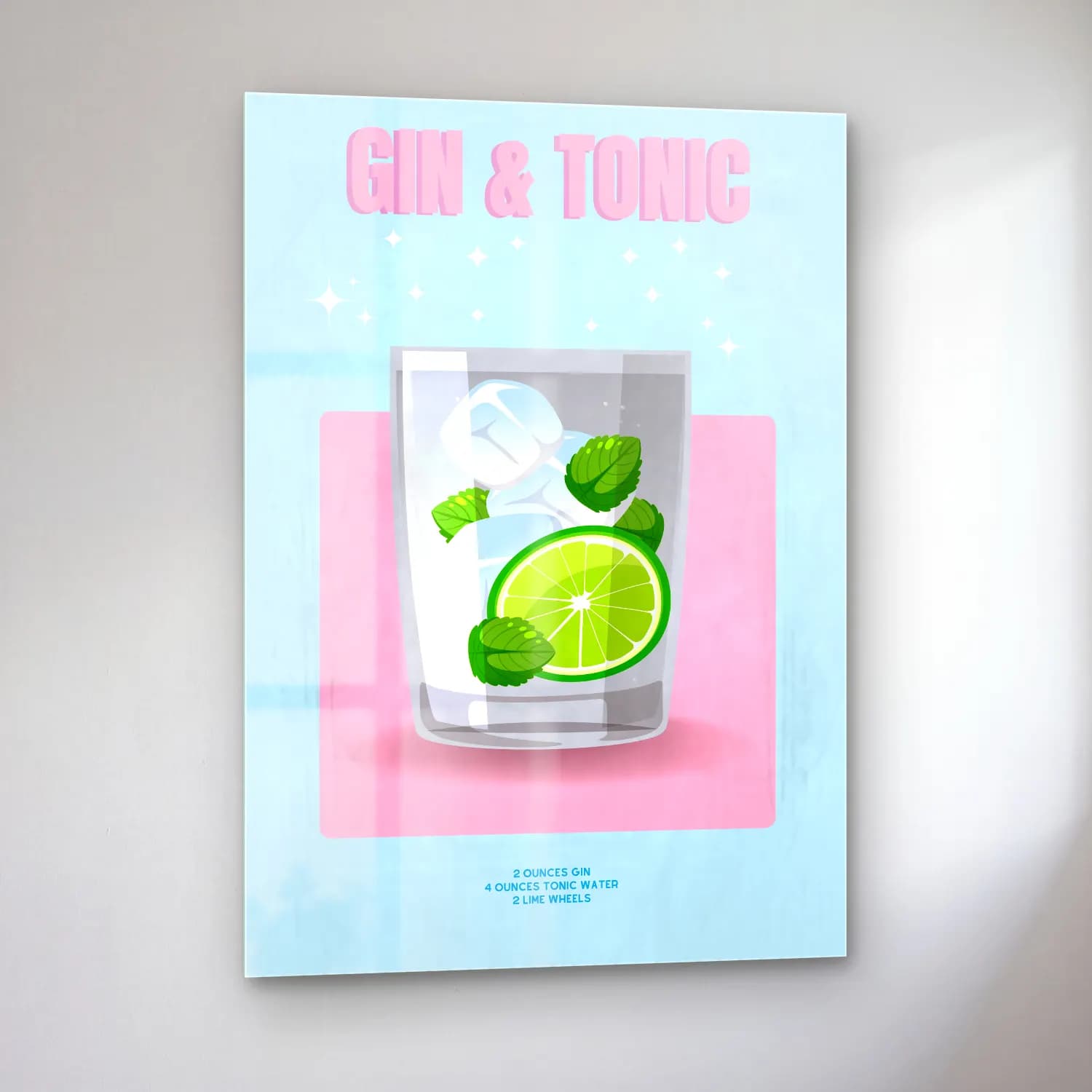 Sevimli İllüstrasyon Kokteyl No. 7 cam tablo — sol açıdan görünüm