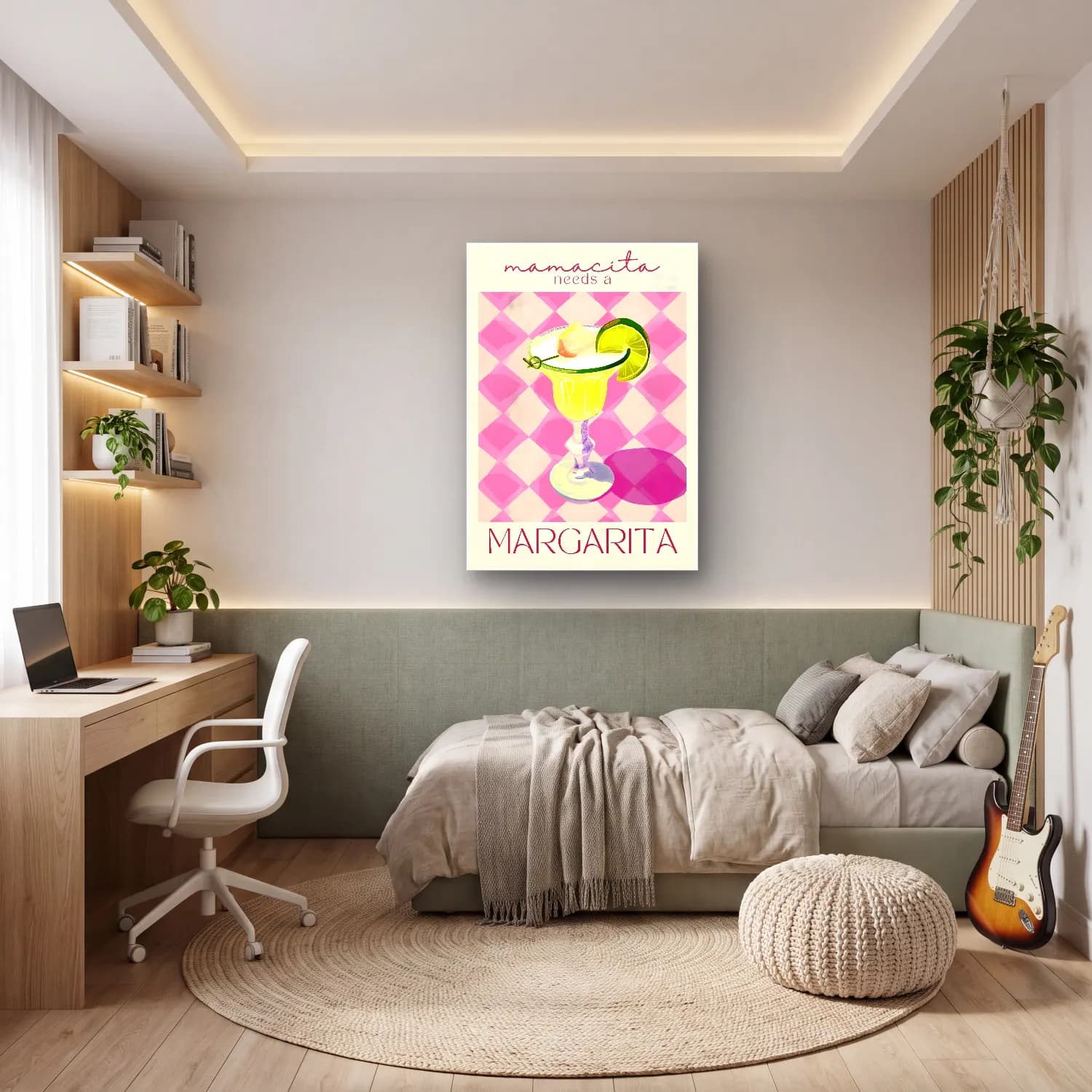 Pastel Kokteyl No. 10 cam tablo — genç odasında