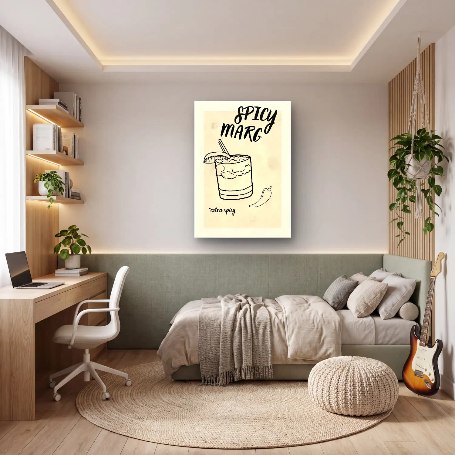 Çizgi Sanatı Kokteyl No. 6 cam tablo — genç odasında