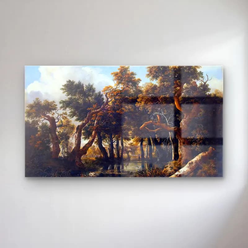 Jacob Isaackszon van Ruisdael – The Marsh in a Forest cam tablo — Jacob Isaackszon van Ruisdael – The Marsh in a Forest — yağlı boya kırda nehir