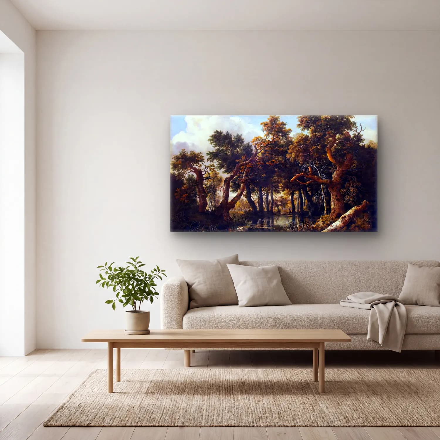 Jacob Isaackszon van Ruisdael – The Marsh in a Forest cam tablo — açık renk salonda