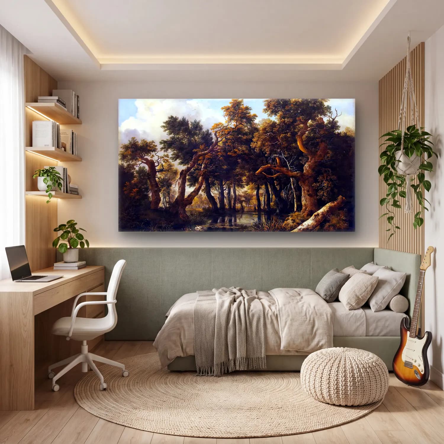 Jacob Isaackszon van Ruisdael – The Marsh in a Forest cam tablo — genç odasında