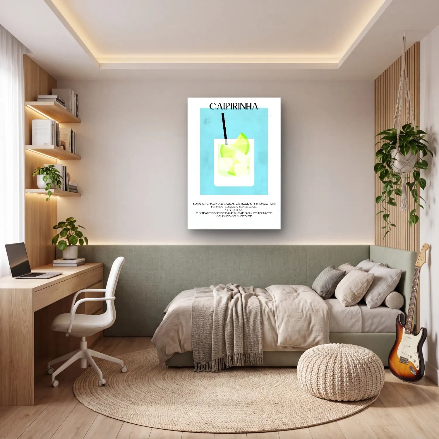 Bauhaus Kokteyl – Yeşil Tonlar cam tablo — genç odasında