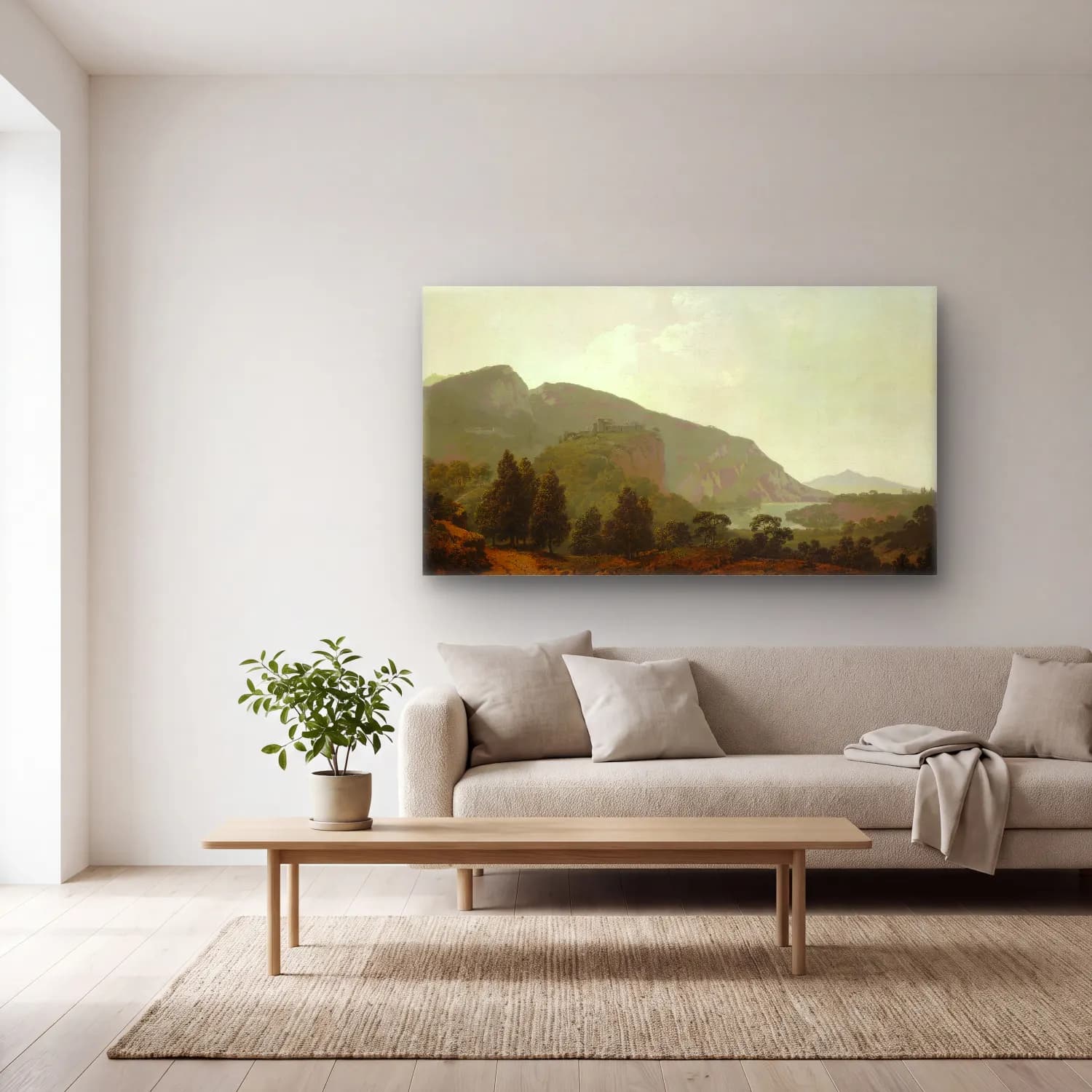Joseph Wright – Italian Landscape cam tablo — açık renk salonda