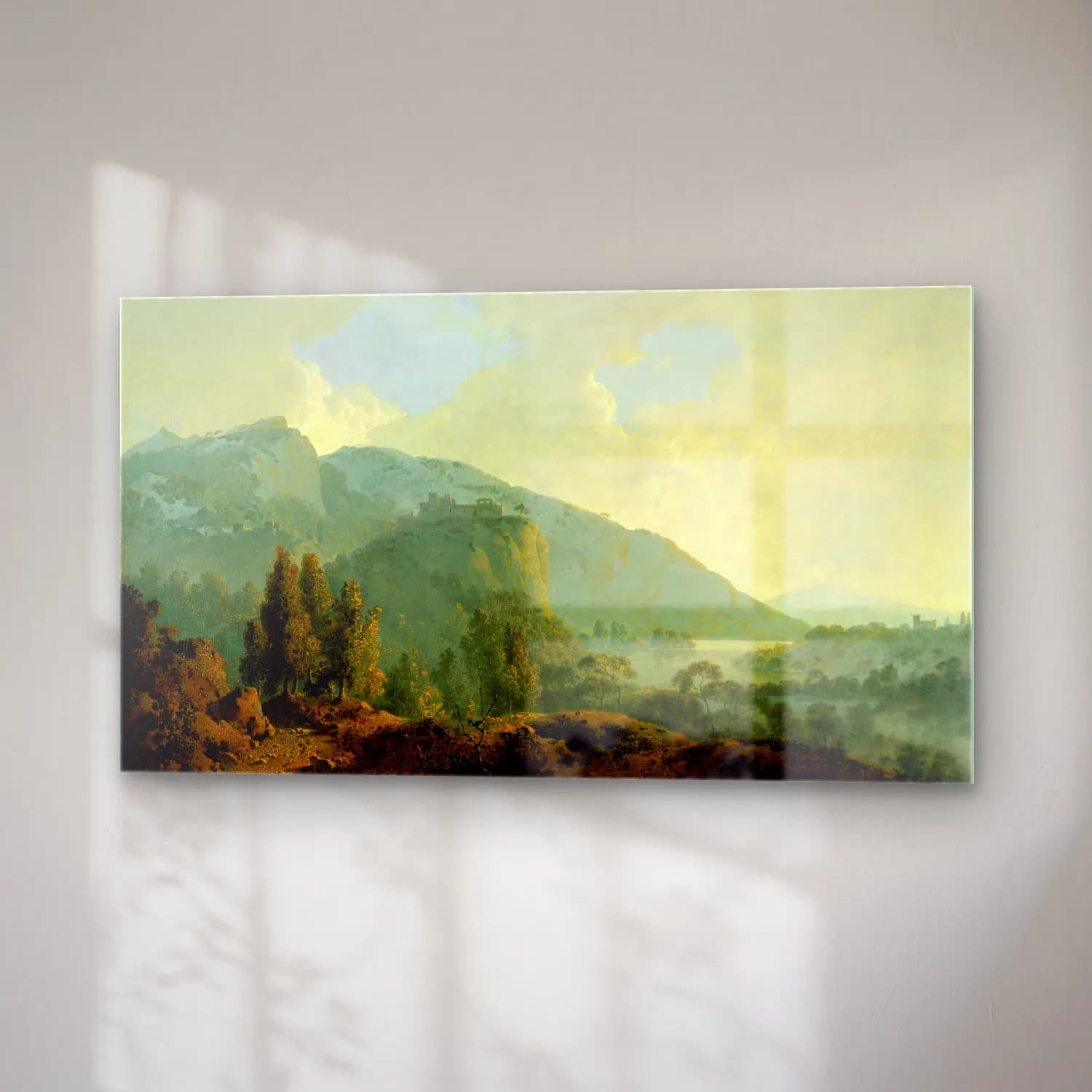Joseph Wright – Italian Landscape with Mountains and a River (circa 1790) cam tablo — sağ açıdan görünüm