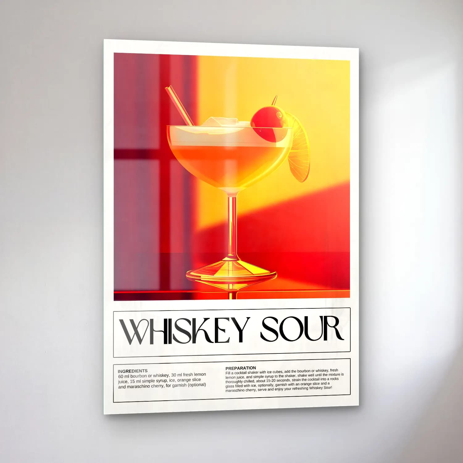 Vintage Poster Kokteyl No. 23 cam tablo — sol açıdan görünüm
