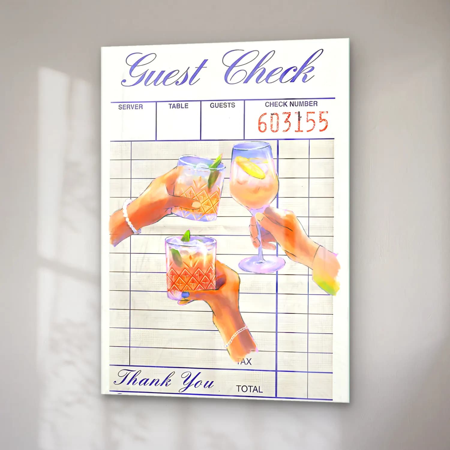 Pastel Kokteyl No. 13 cam tablo — sağ açıdan görünüm