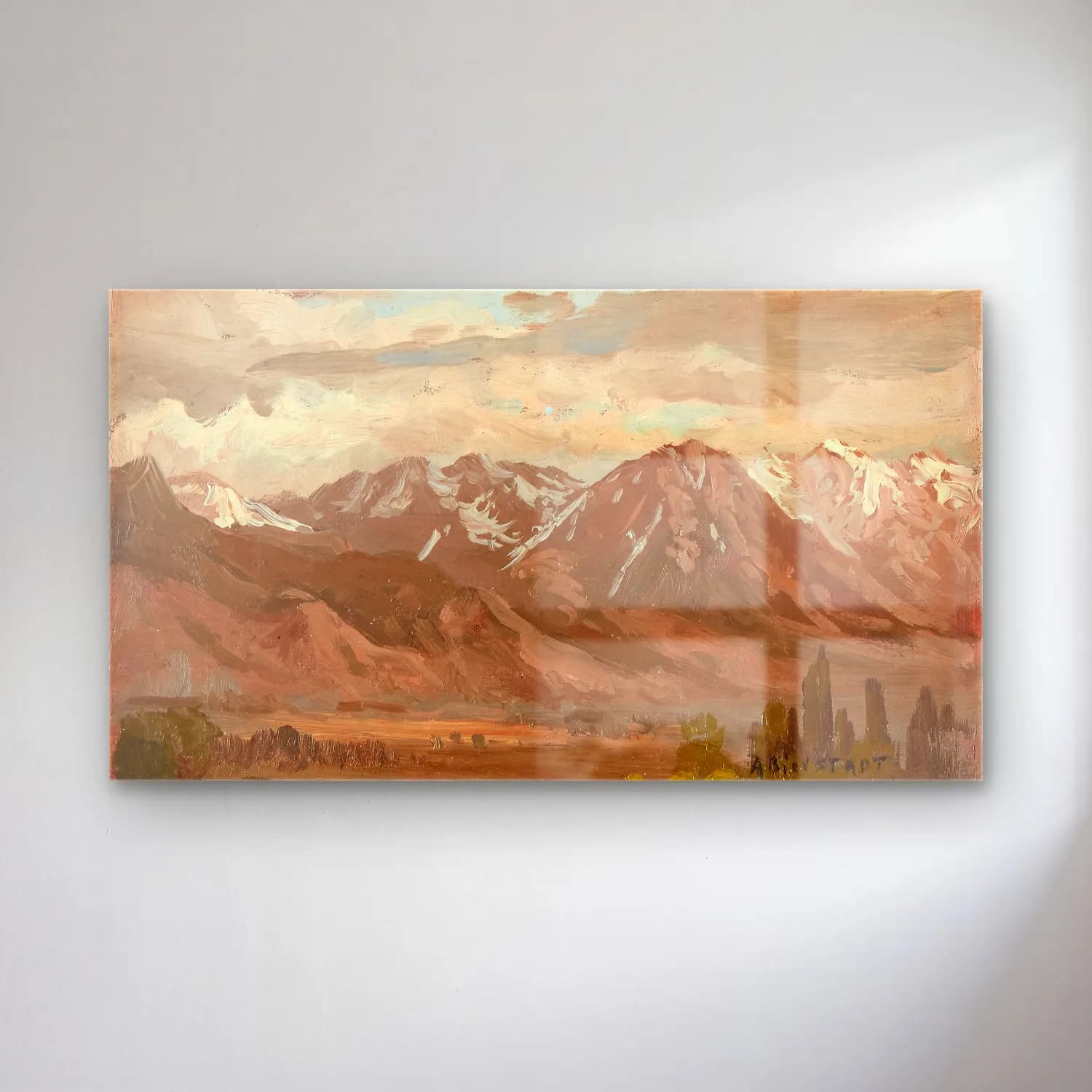 Albert Bierstadt – Montana Landscape cam tablo — Albert Bierstadt – Montana Landscape — yağlı boya dağ manzarası