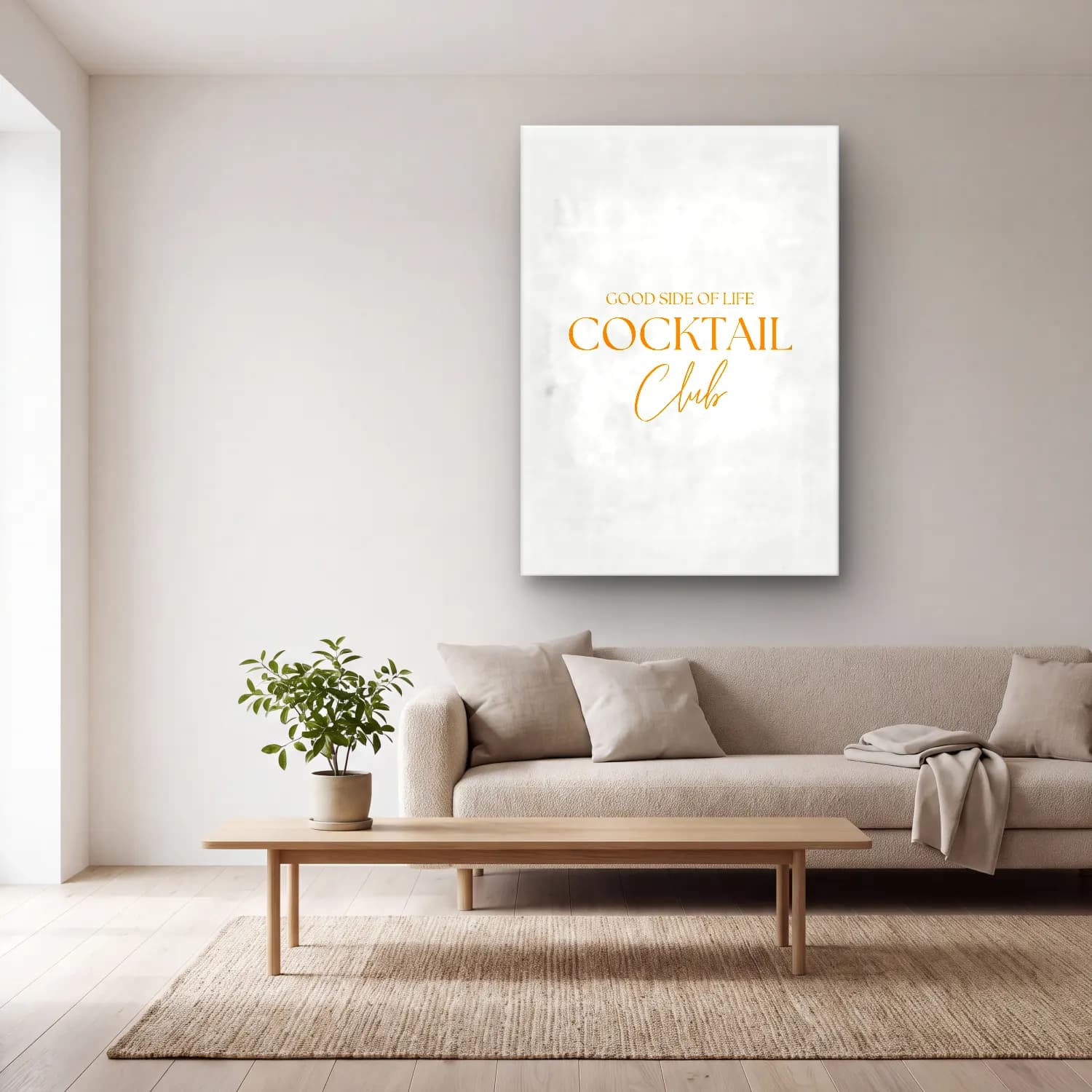 Vintage Poster Kokteyl No. 29 cam tablo — açık renk salonda