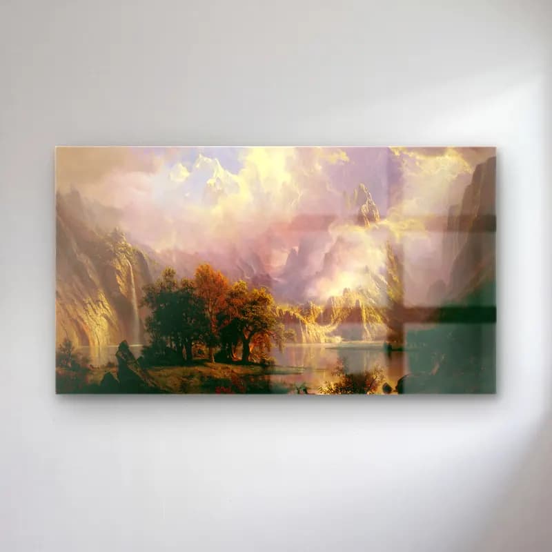 Albert Bierstadt – Rocky Mountain Landscape cam tablo — Albert Bierstadt – Rocky Mountain Landscape — yağlı boya dağ manzarası