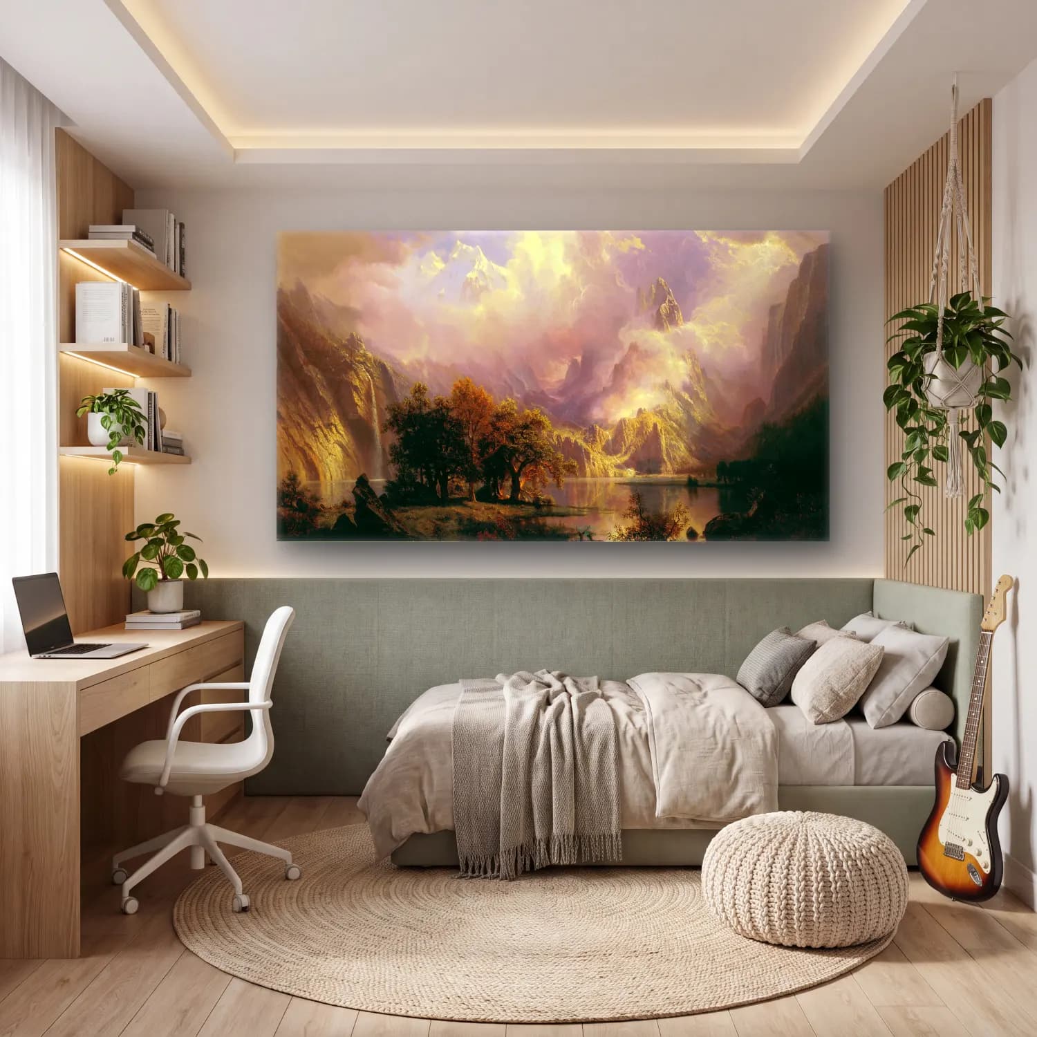 Albert Bierstadt – Rocky Mountain Landscape cam tablo — genç odasında