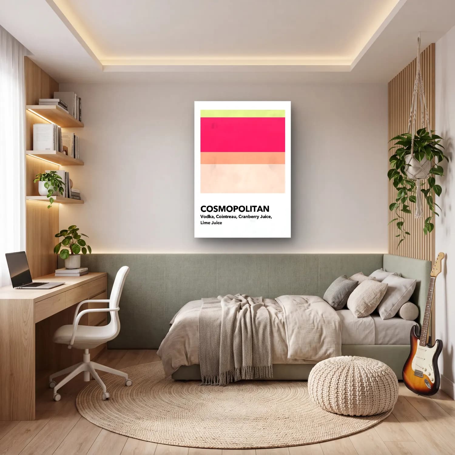 Pastel Kokteyl No. 19 cam tablo — genç odasında