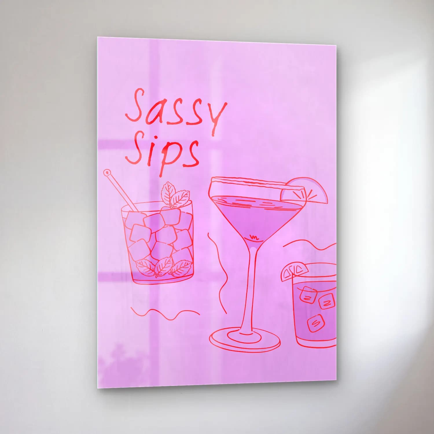 Pastel Kokteyl No. 21 cam tablo — sol açıdan görünüm