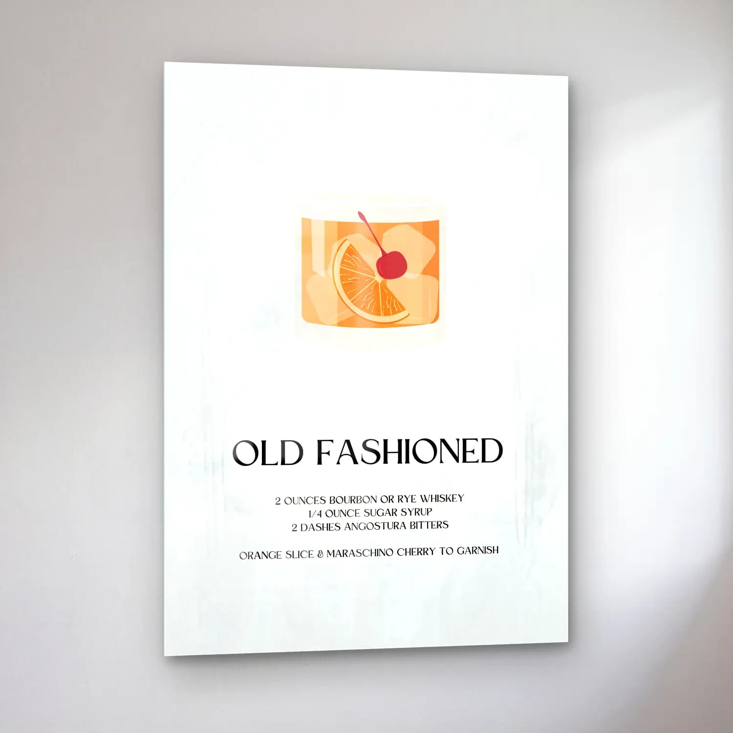 Vintage Kokteyl No. 52 cam tablo — sol açıdan görünüm
