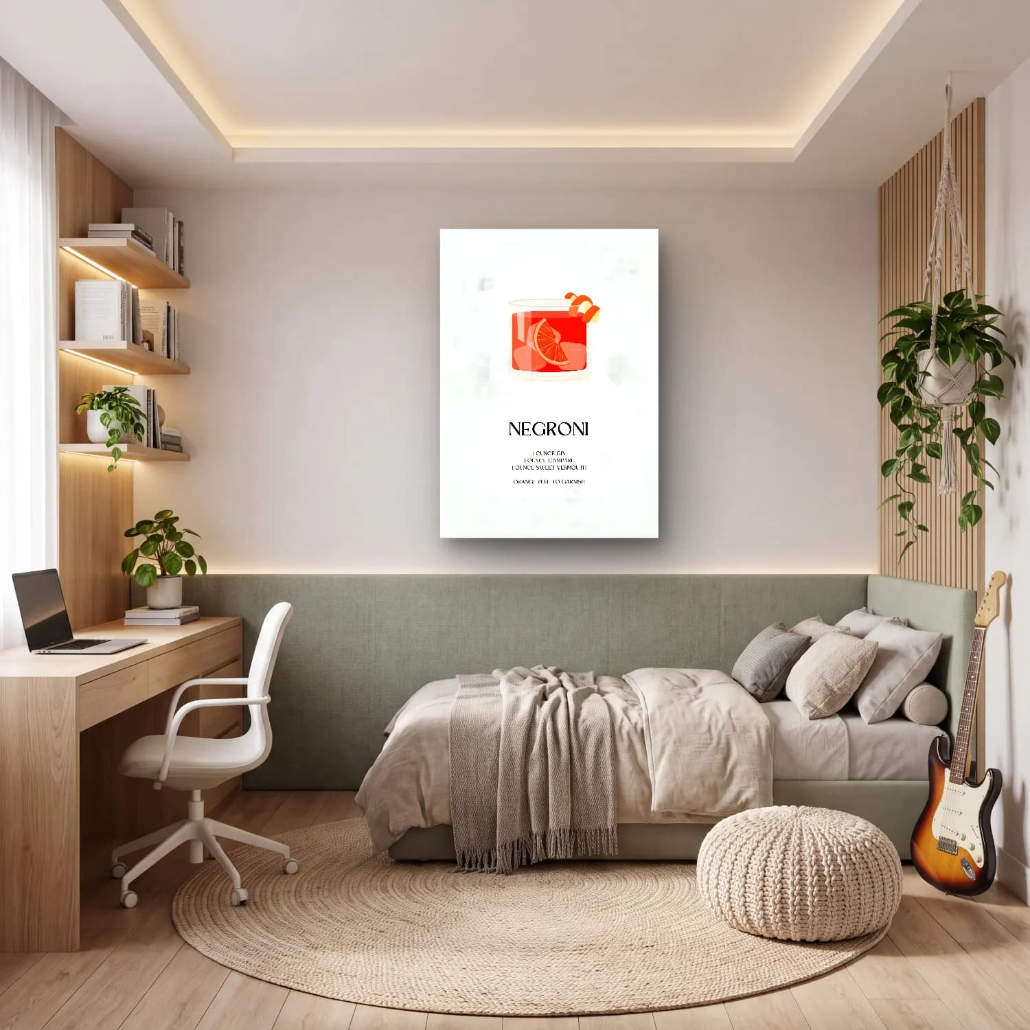 Sevimli İllüstrasyon Kokteyl No. 4 cam tablo — genç odasında