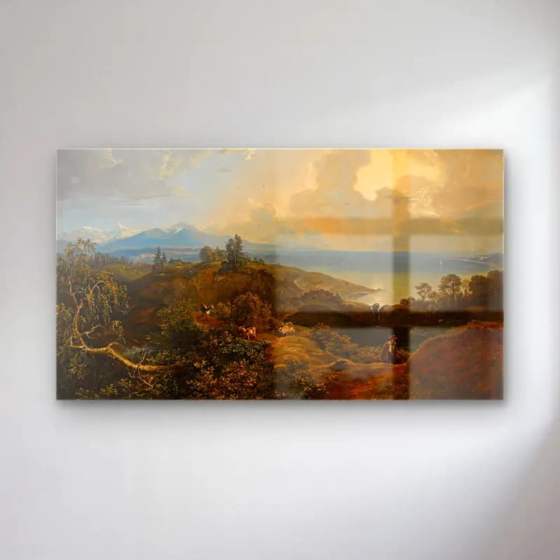 Carl Rottmann – An extensive landscape in Bavaria or the Salzkammergut cam tablo — Carl Rottmann – An extensive landscape in Bavaria or the Salzkammergut — yağlı boya i̇talyan sahili