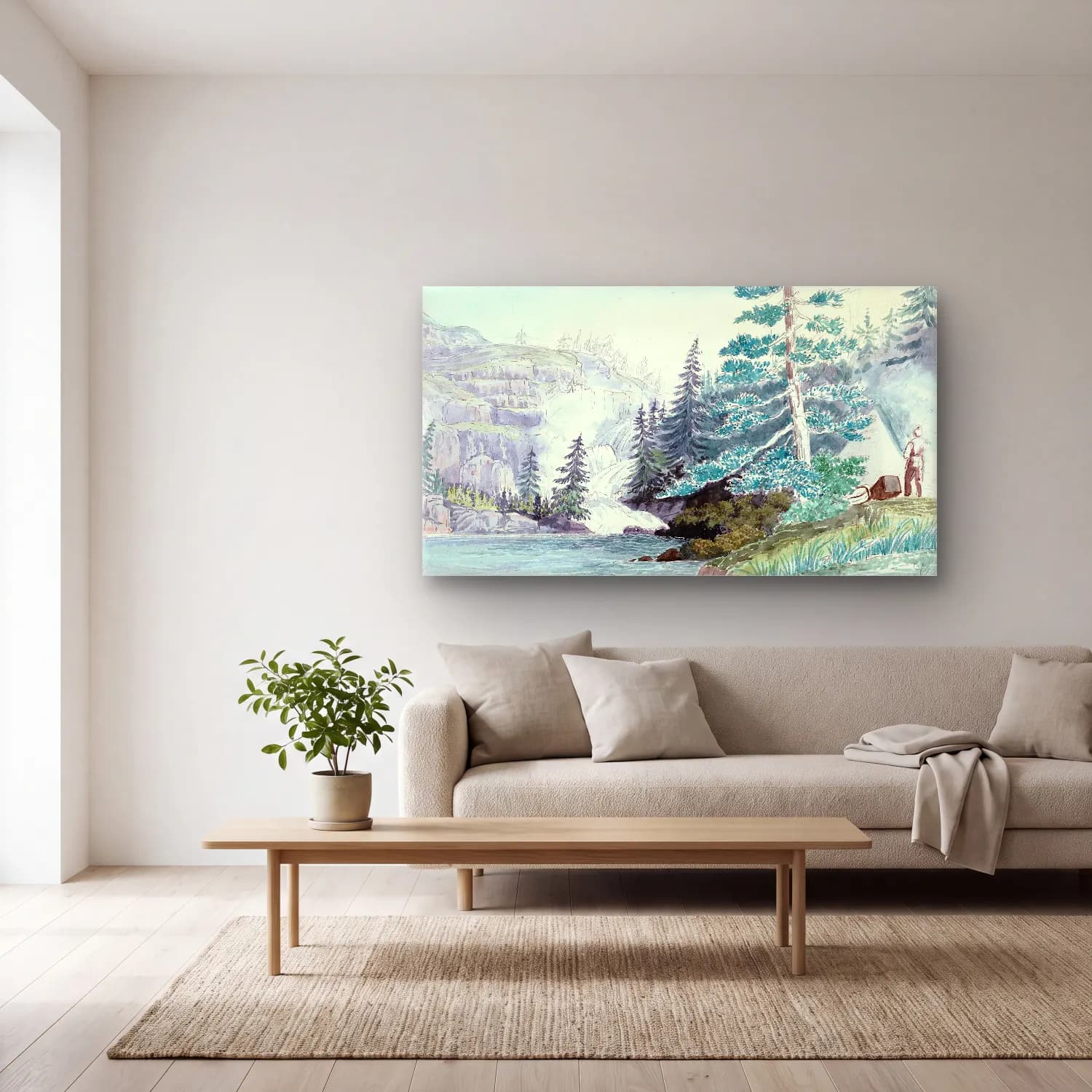 Charles Hamilton Smith – Beverley’s Falls, Mouth of Hoar Frost River cam tablo — açık renk salonda